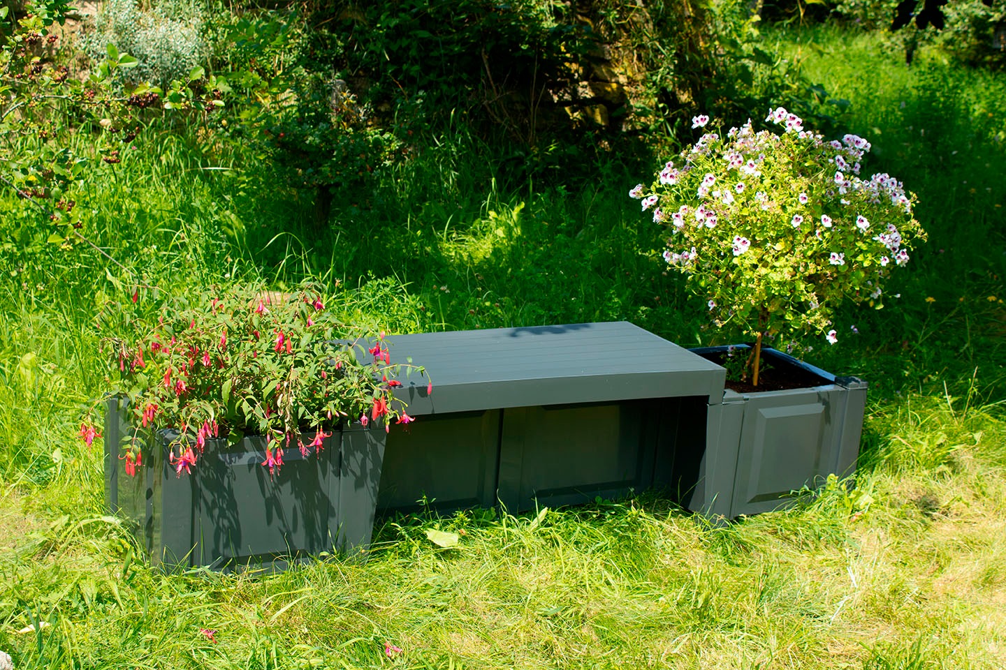KHW Gartenbank ""Berlin", aus wetterfestem Kunststoff, anthrazit", für 2 Pe günstig online kaufen