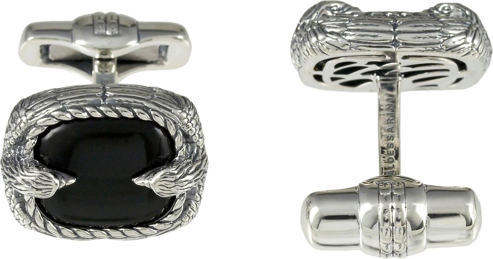 BALDESSARINI Manschettenknöpfe »Schmuck Geschenk, Cufflink Silber 925«, mit Obsidian