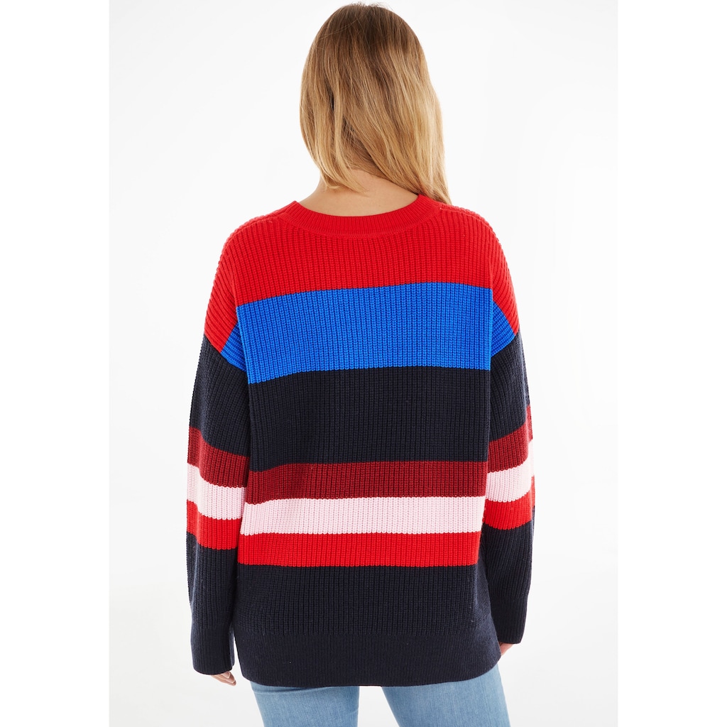 Tommy Hilfiger Strickpullover »VIBRANT STRIPE C-NK SWEATER«