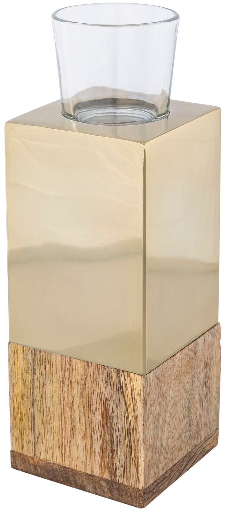 Creativ home Teelichthalter "Kerzenhalter Tower" aus Holz, Edelstahl und Gl günstig online kaufen