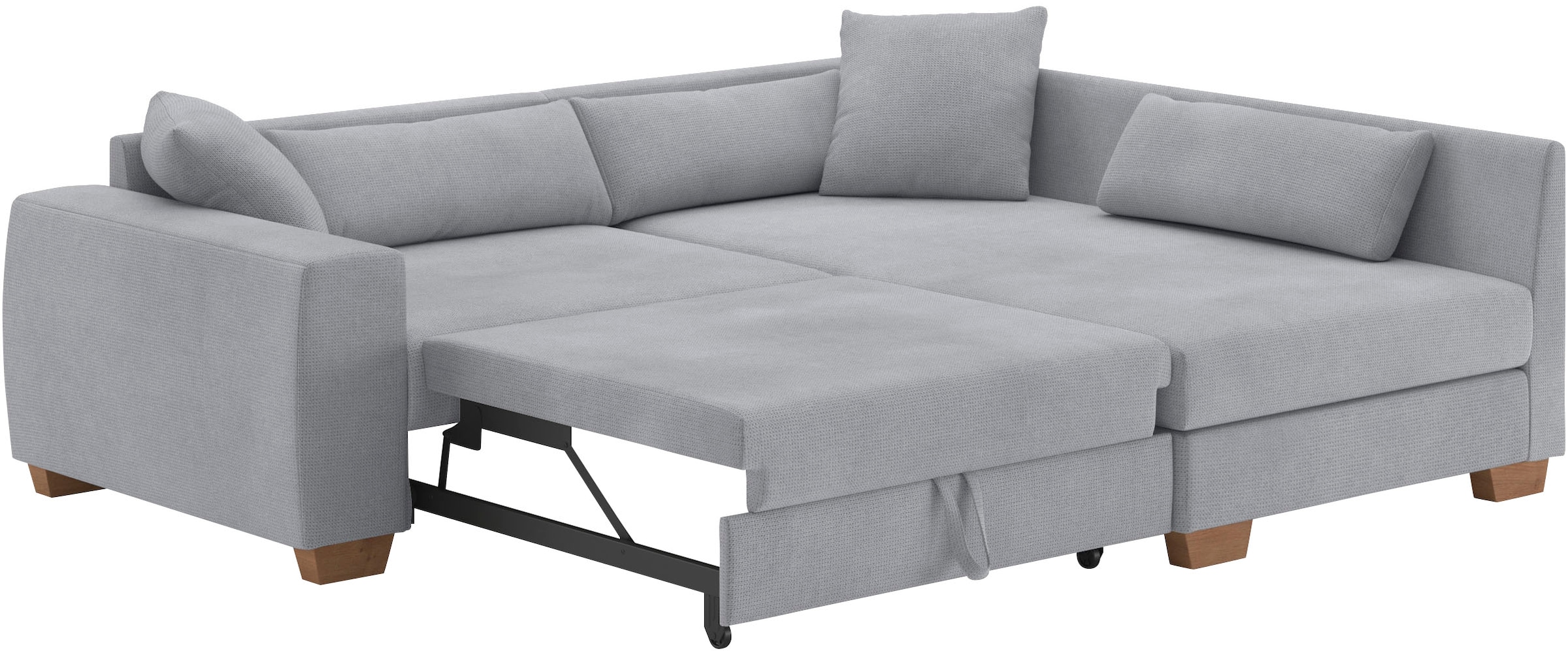 Mr. Couch Ecksofa »Helena L-Form, bis 140 kg belastbar«, mit Taschenfederkern, wahlweise mit Bettfunktion