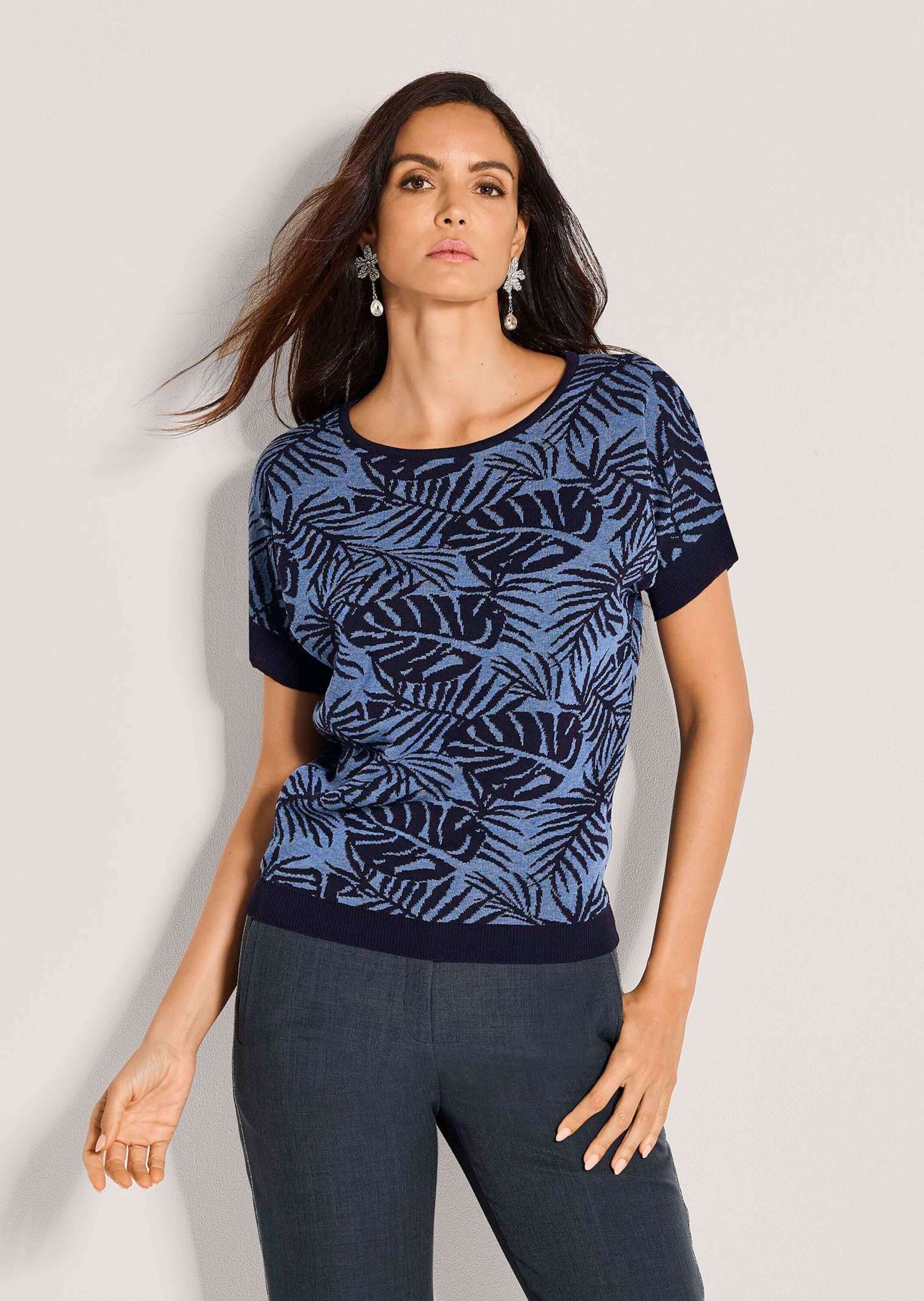 Thumbnail - MADELEINE Longpullover "Jacquardpullover Sommerpullover mit floralem Muster" Jaquard-Print