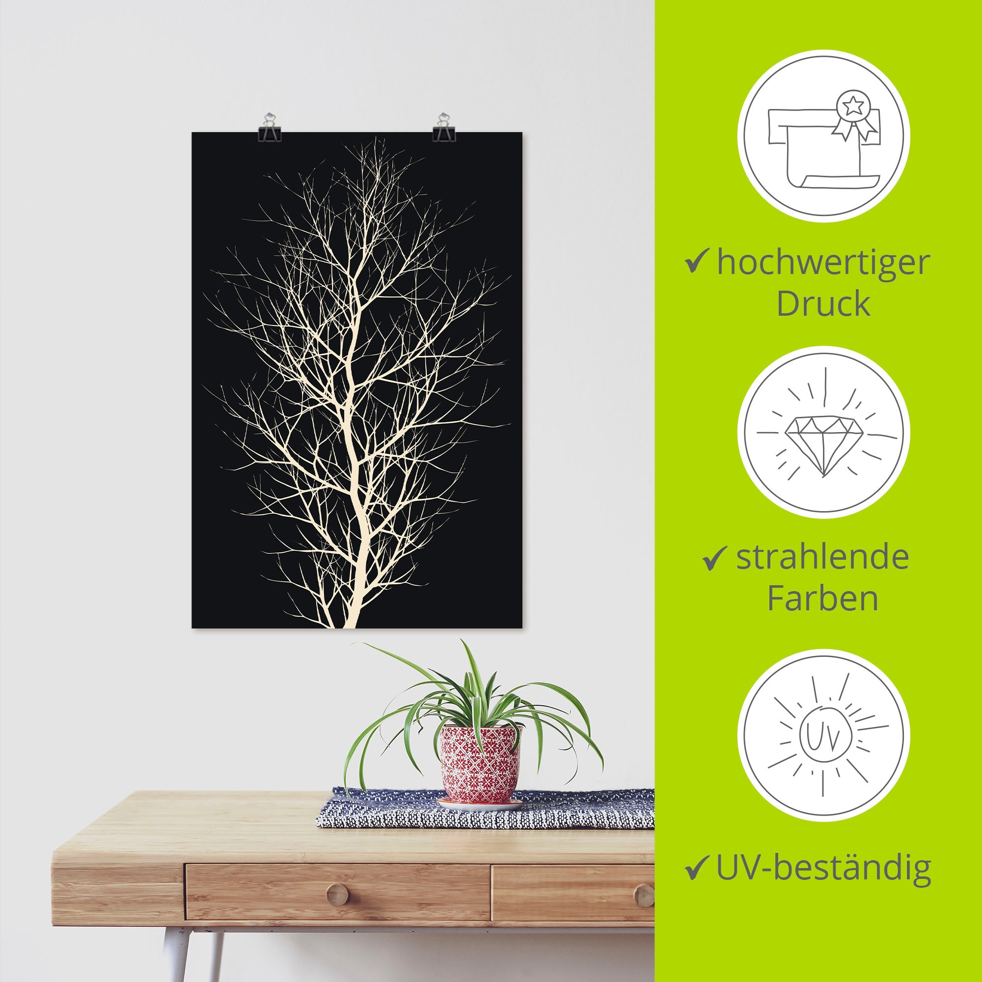 Artland Poster »Der schwarze Baum«, Baumbilder, (1 St.), als Alubild, Leinwandbild, Wandaufkleber oder Poster in versch. Größen