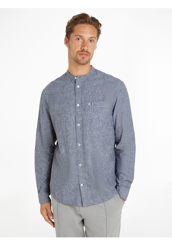 Langarmhemd »TJM REG MAO LINEN BLEND SHIRT«, in melierter Optik