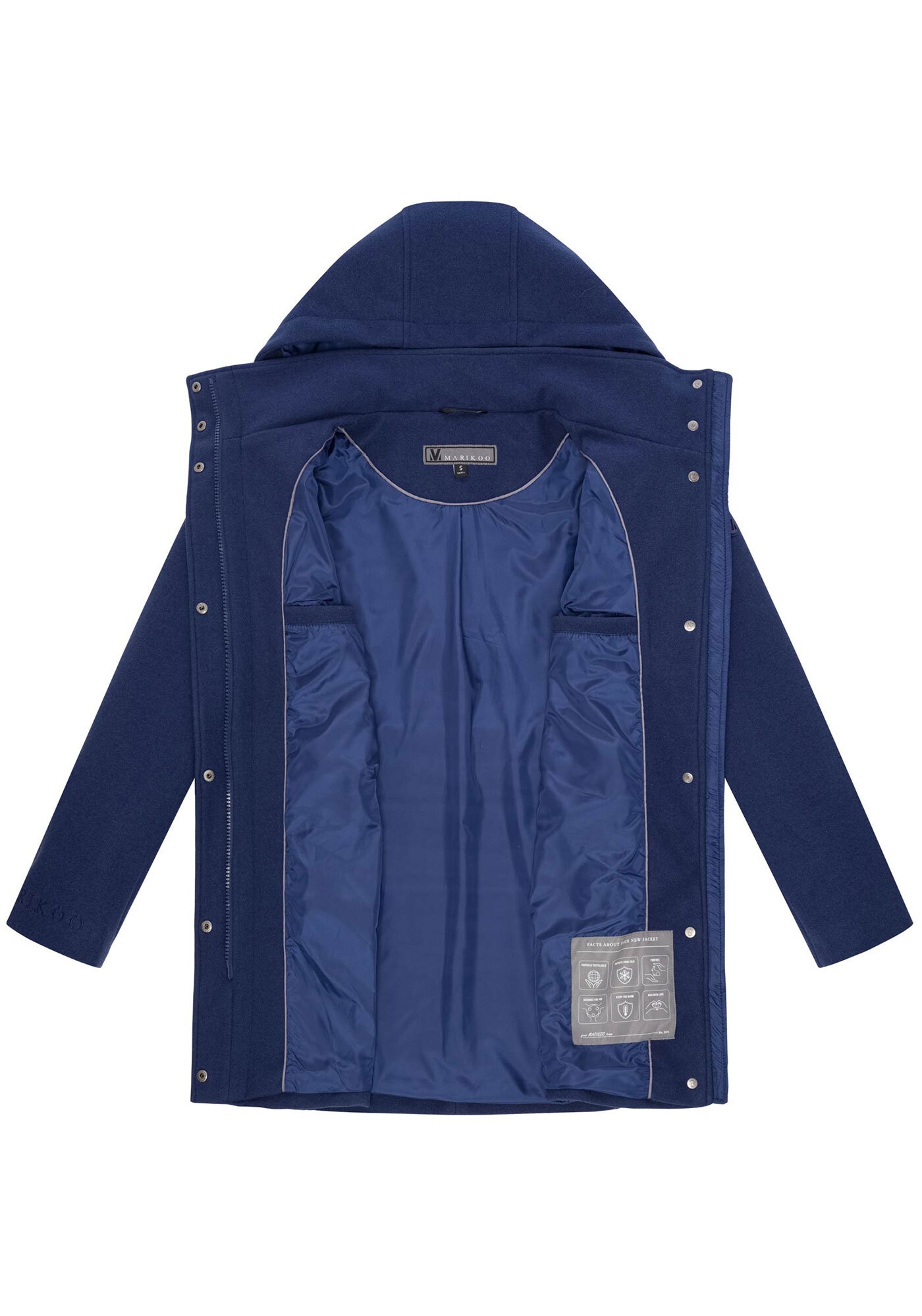 Marikoo Kurzmantel »Katalinaa«, Eleganter Wickel Mantel mit Taillengürtel und Oversized Hood Kapuze