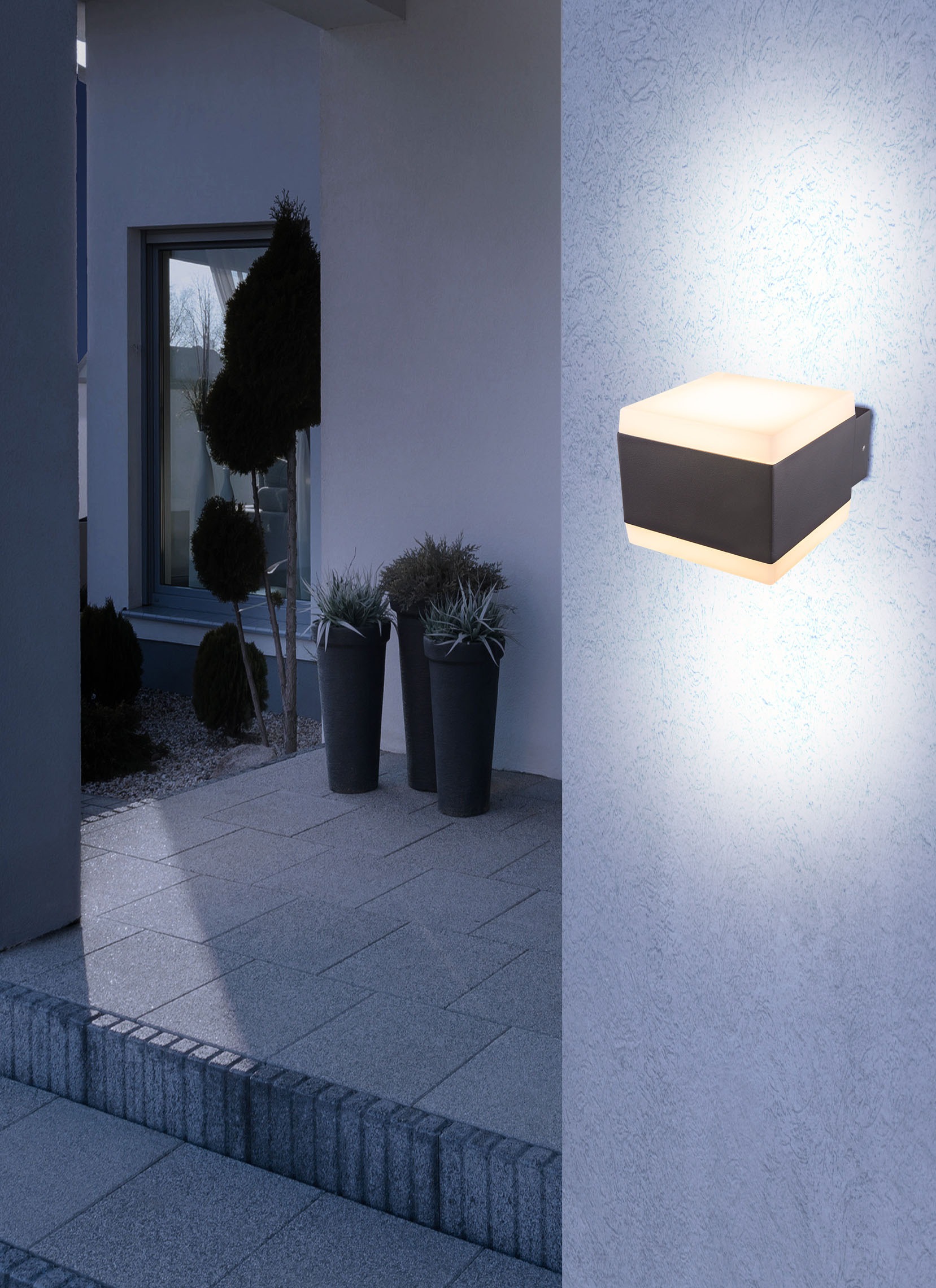 GLOBO LIGHTING LED Außen-Wandleuchte »SLICE«, Leuchtmittel LED-Modul | LED fest integriert, Außenlampe/Lichtschein: auf- und abwärts/ IP44/3000K/anthrazit