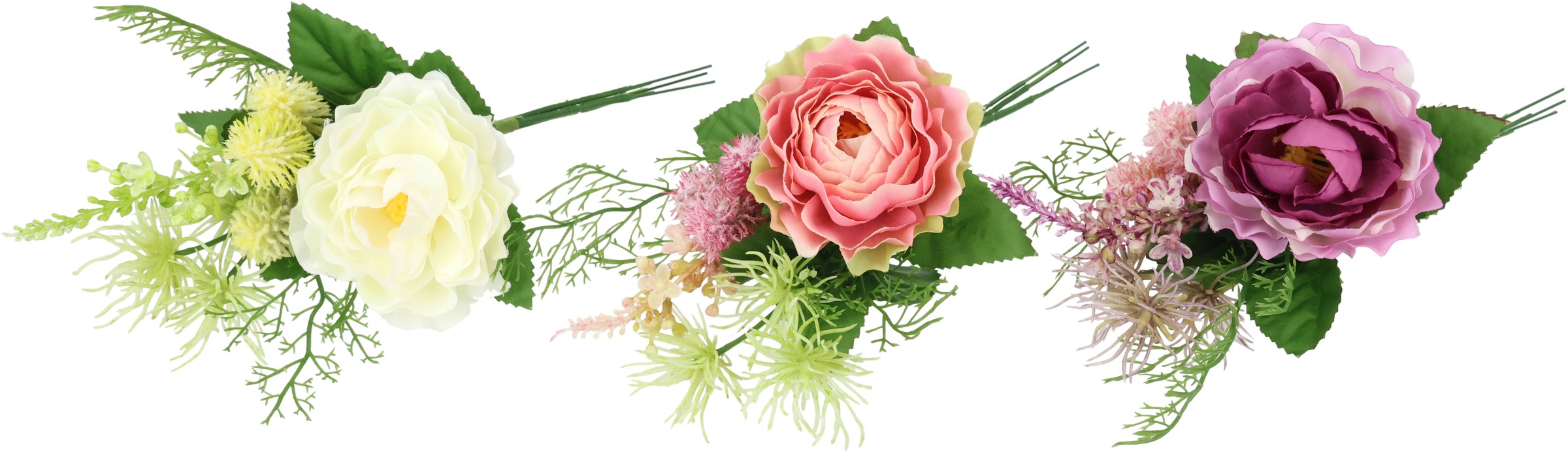 I.GE.A. Kunstblume "Rosenzweig 3er", 24cm Kunstrosen Rosenstrauß künstlich günstig online kaufen