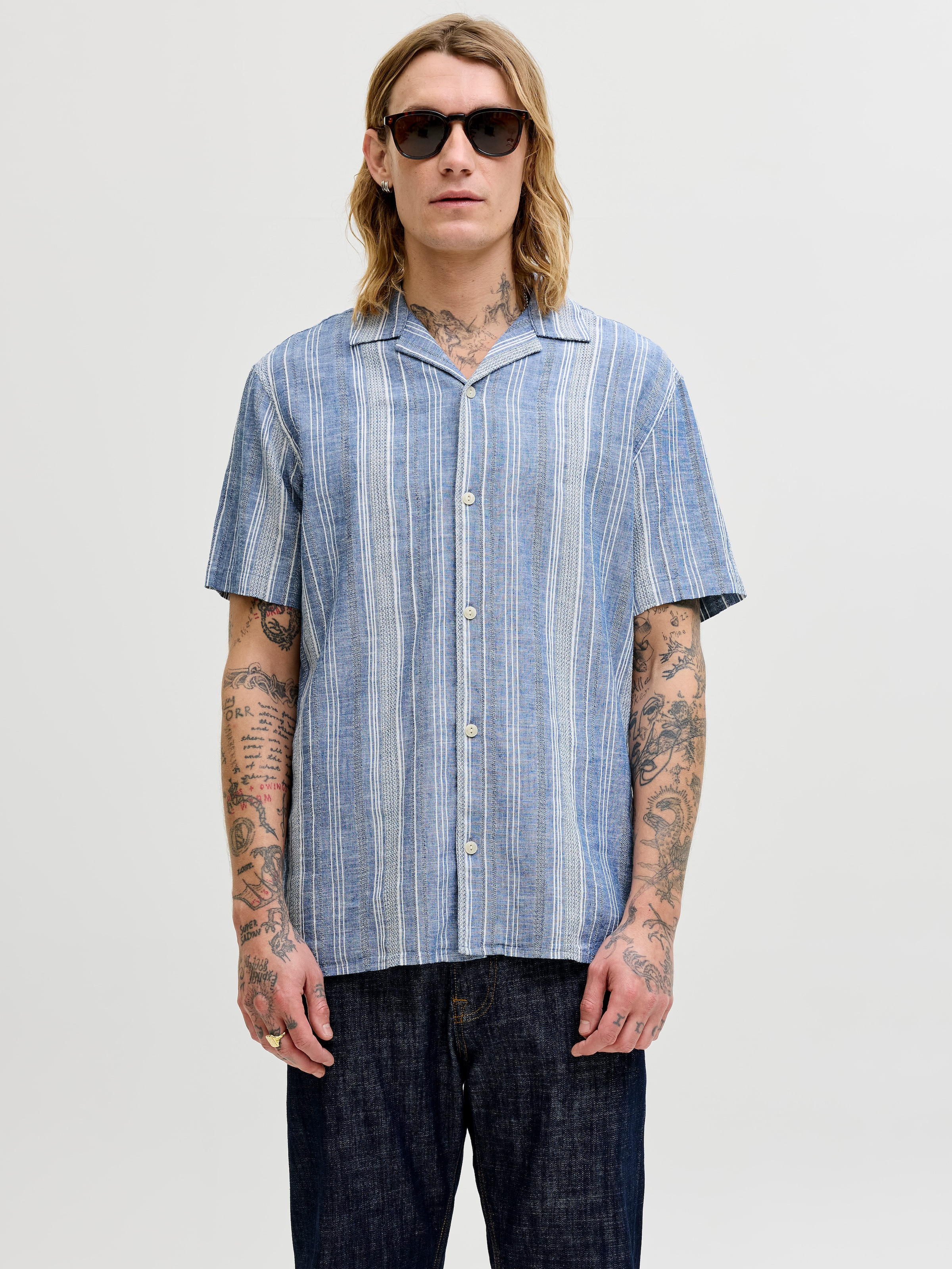 Jack & Jones Kurzarmhemd "JPRBLUSUMMER LIN. BLEN DOBBY SS SHIRT SN" günstig online kaufen