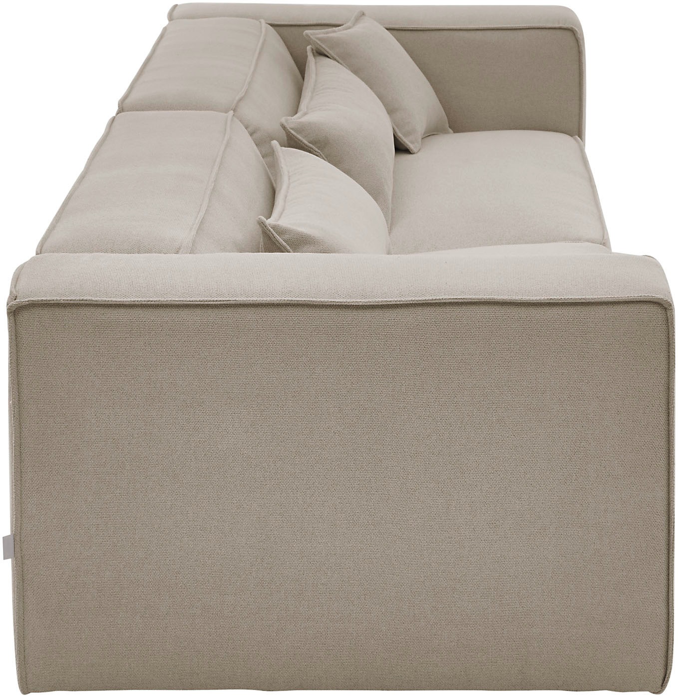 LeGer Home by Lena Gercke 3-Sitzer »PIARA, Couch mit Kedernaht, Sofa in Cord oder Leinenoptik«, schwarze Füße, bequemer Sitzkomfort