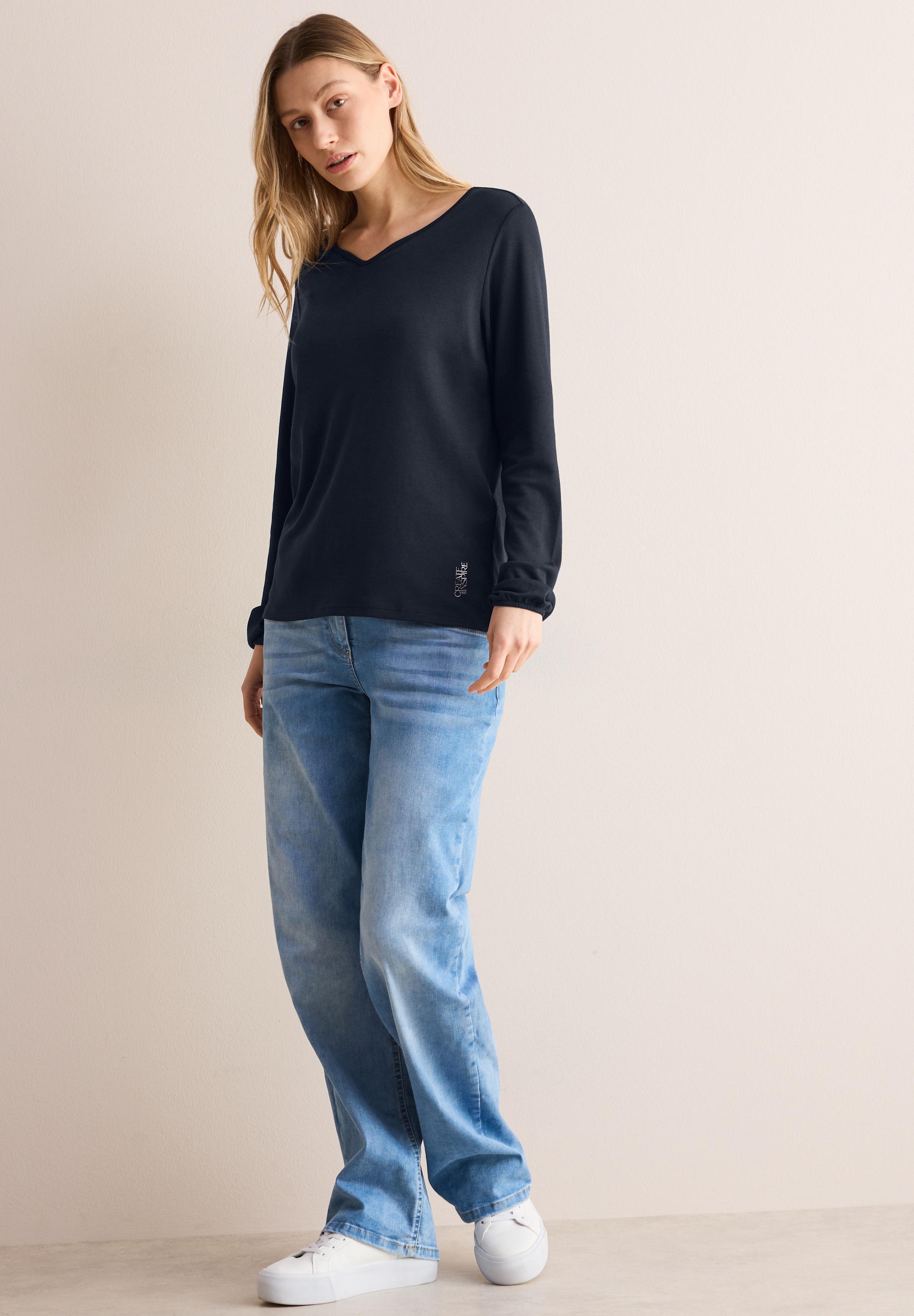 Cecil Langarmshirt, aus softem Materialmix