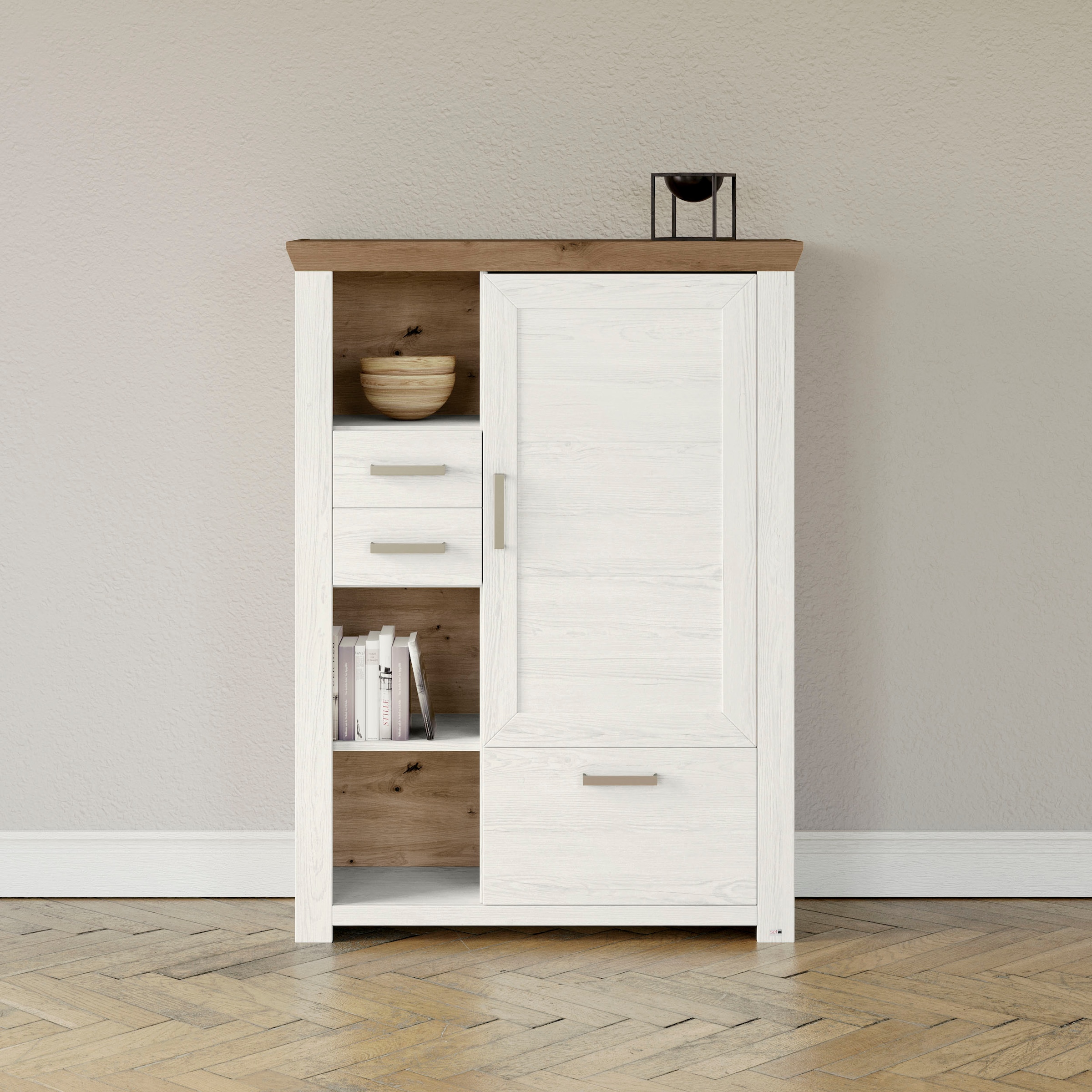 set one by Musterring Highboard "York", Typ 25 und 26, in 3 Farbvarianten, Beleuchtung optional, Breite 105 cm