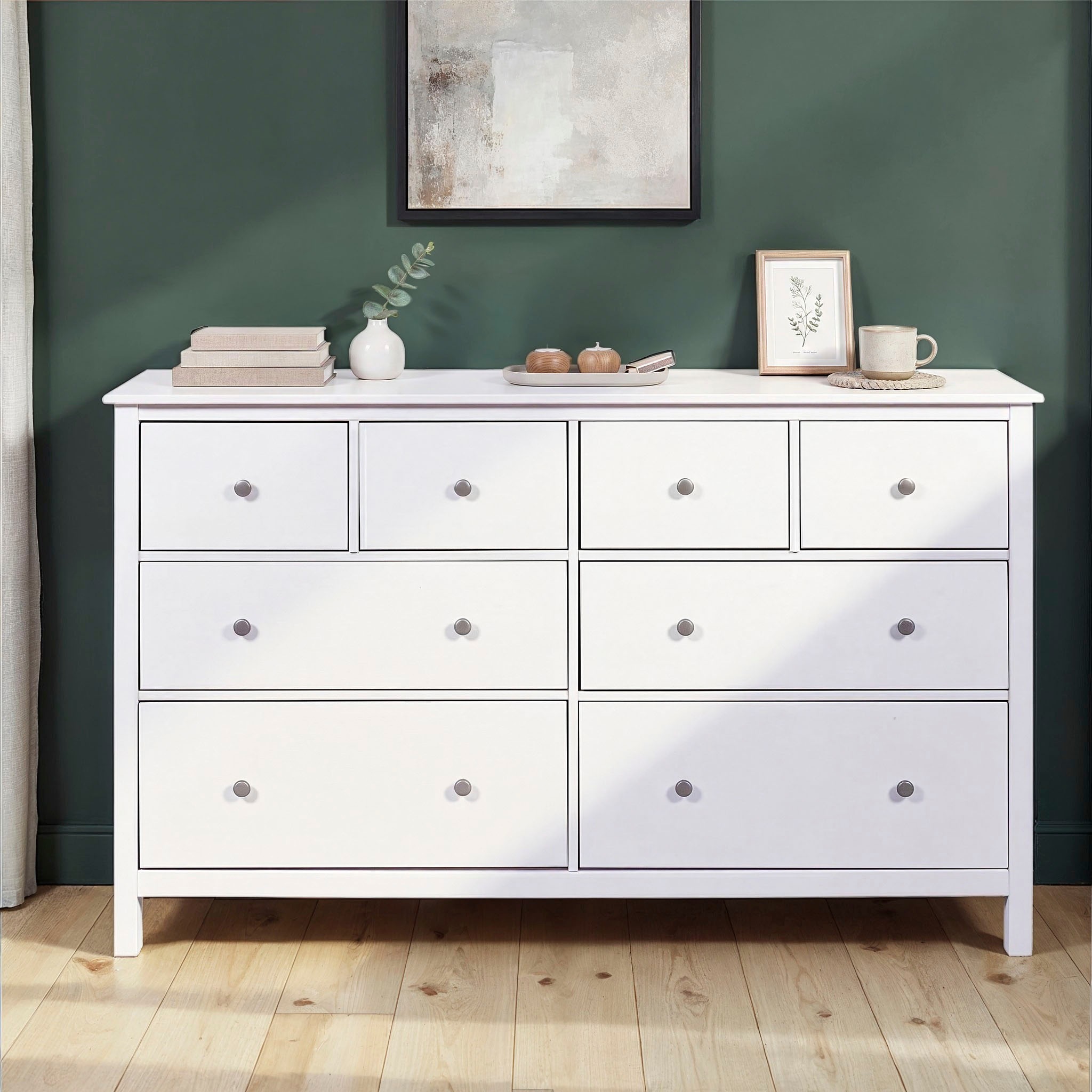 Inter Link Schubkastenkommode »Pinora, Kiefer Massivholz, Weiss, 160 x 39,50 x 96 cm, viel Stauraum« 1 Stk. tlg. Sideboard im modernem Skandi Look, 8 Schubladen, Aufbewahrungsschrank