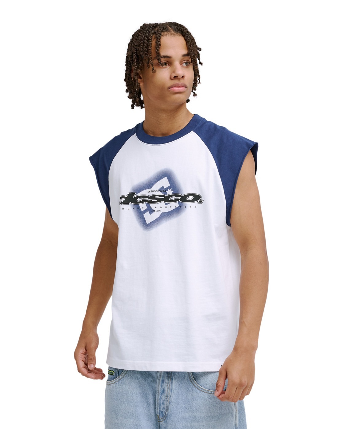 Tanktop DC SHOES "DC Raglan", Herren, Gr. L, weiß, Obermaterial: 75% Walkfrottier, 25% Walkfrottier;, Tops Tanktop