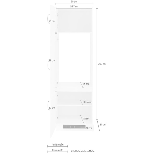 wiho Küchen Kühlumbauschrank »Erla«, 60 cm breit mit Kassettenfront kaufen  | BAUR