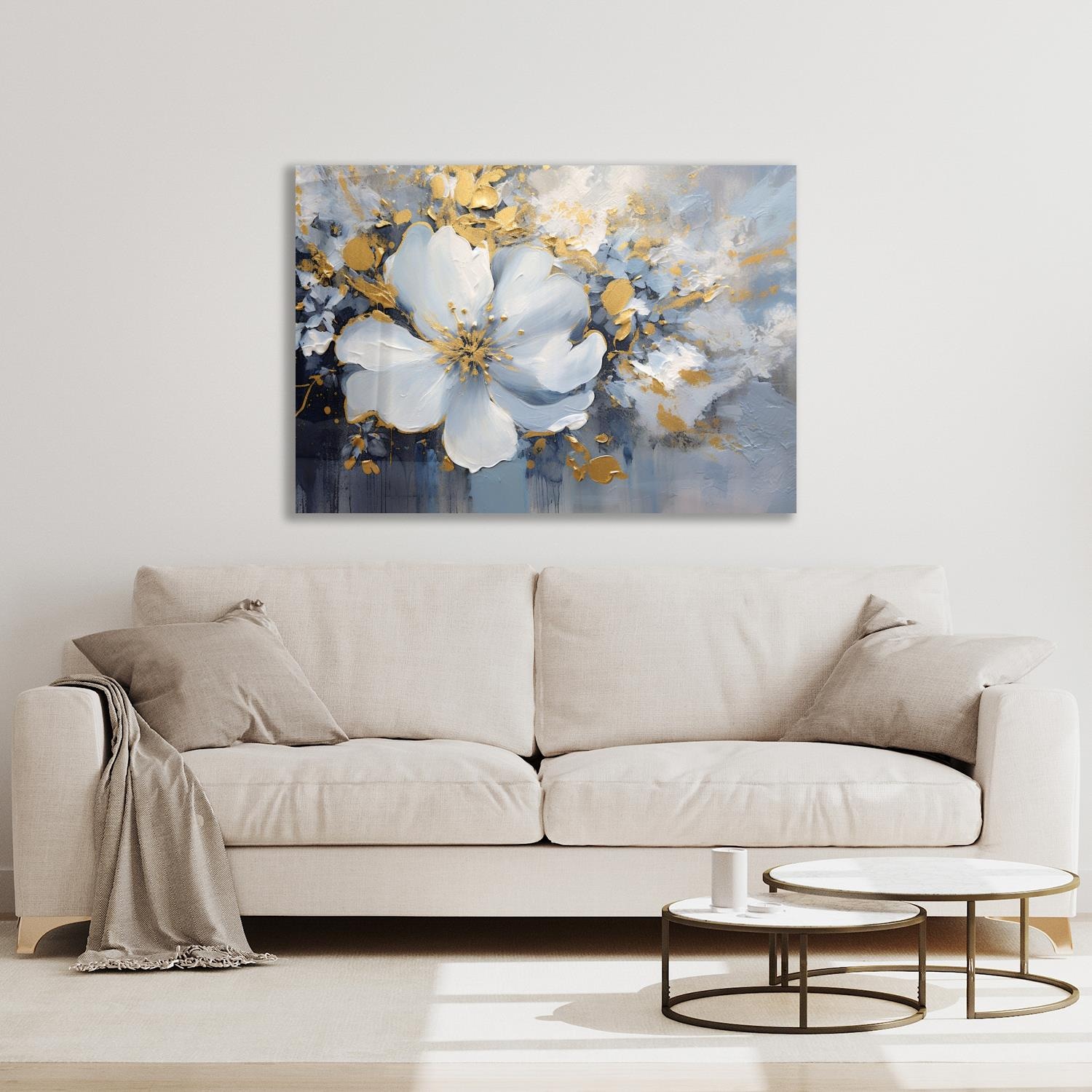 queence Leinwandbild "The golden Flower" Blumen  Blumenbilder  Blätter  Blä günstig online kaufen