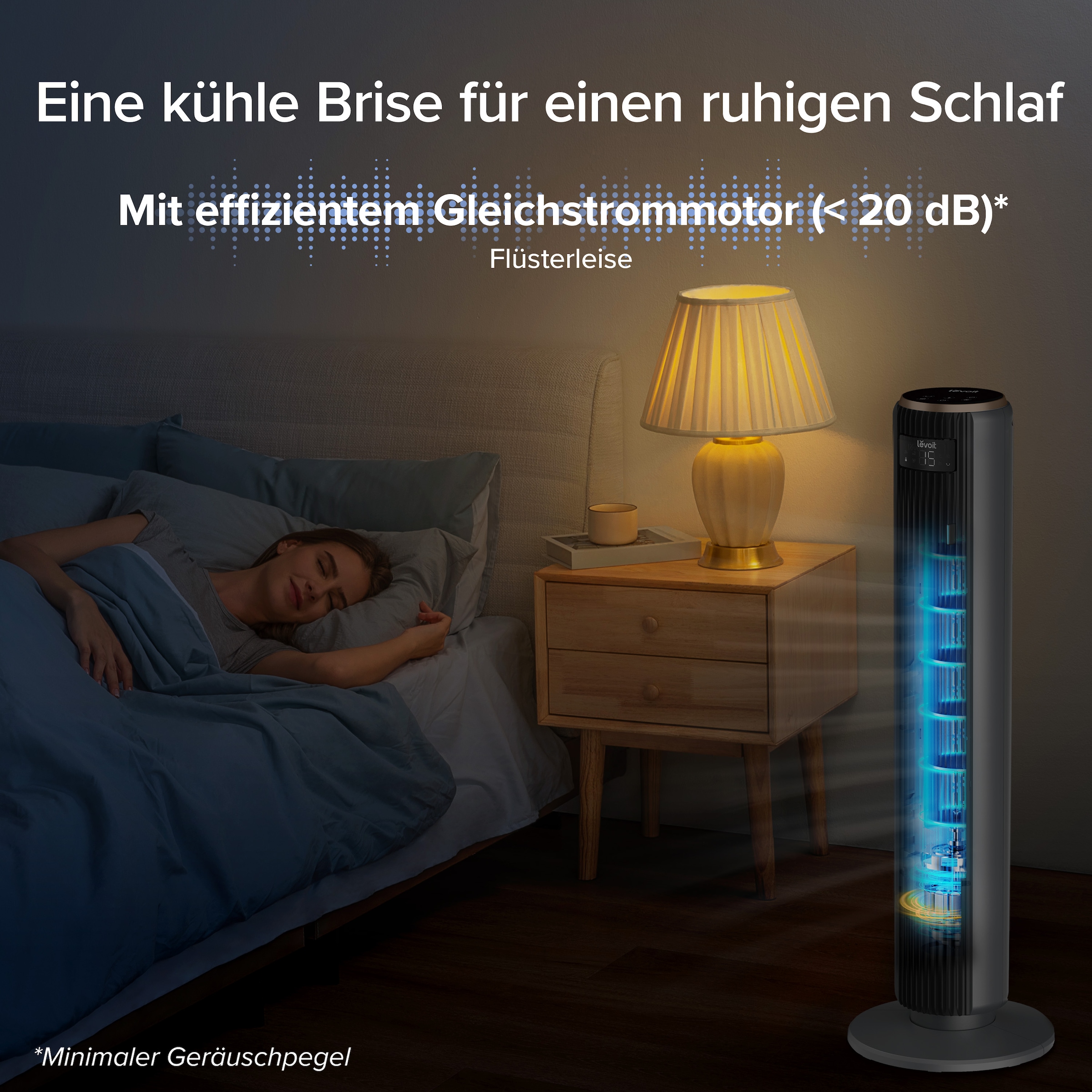 Levoit Turmventilator »Tempsense 36 DC« mit Fernbedienung, oszillierend, 15 Lüftergeschwindigkeiten