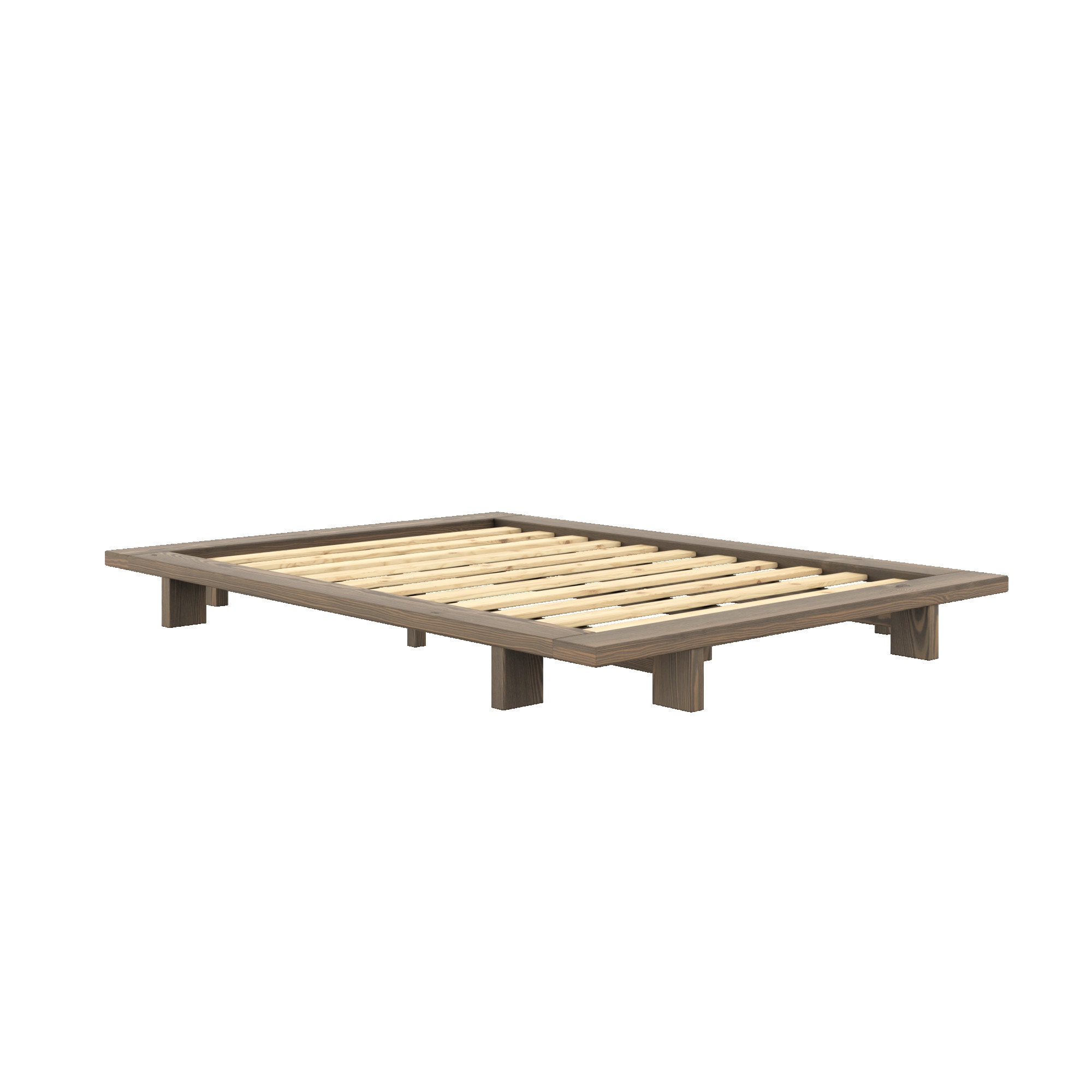 Karup Design Bettgestell »JAPAN BED, Futonbett, Bodenbett, Holzrahmen, Jugendbett, Holzbett«, Massivholzbett mit Lattenrost, Kiefer massiv, Doppelbett ohne Kopfteil