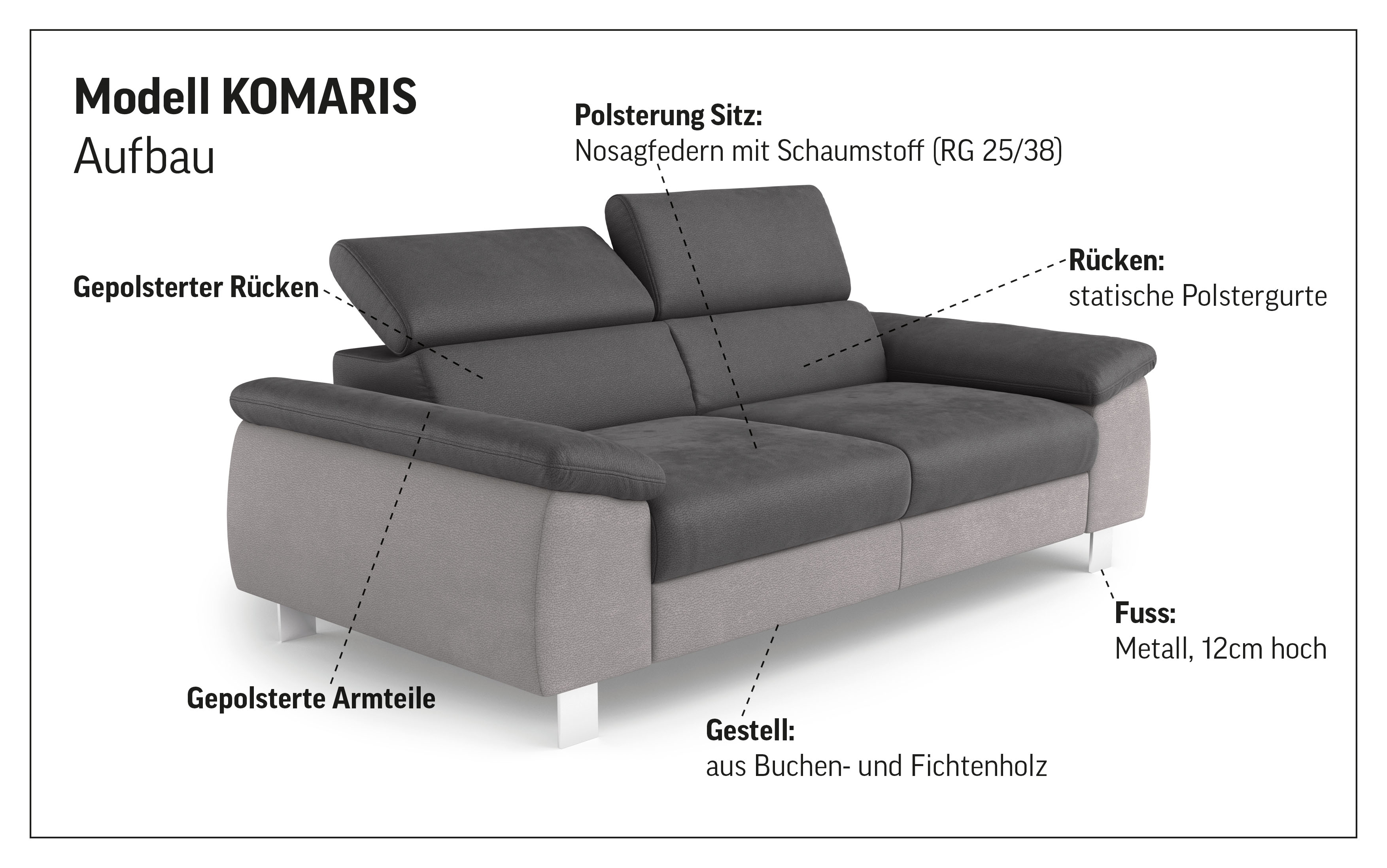 Thumbnail - COTTA 3-Sitzer "Komaris, B: 193 cm" mit Kopfteilverstellung