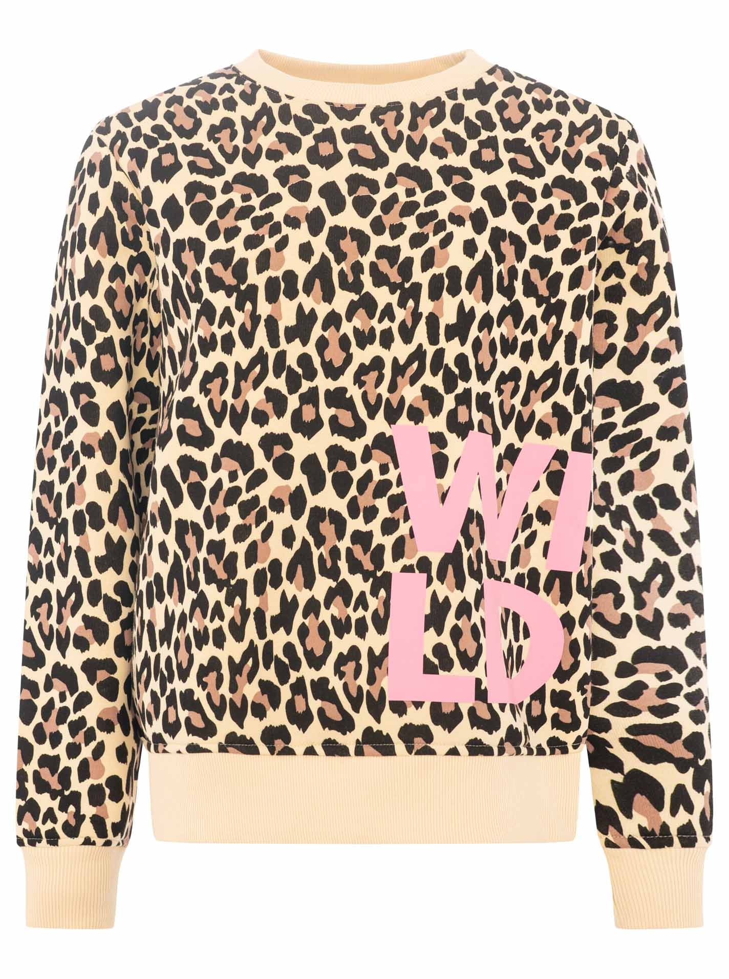 Zwillingsherz Hoodie »"WILD AOP"«, Crew-Neck, Rippbündchen, Print vorne und hinten, Leomuster
