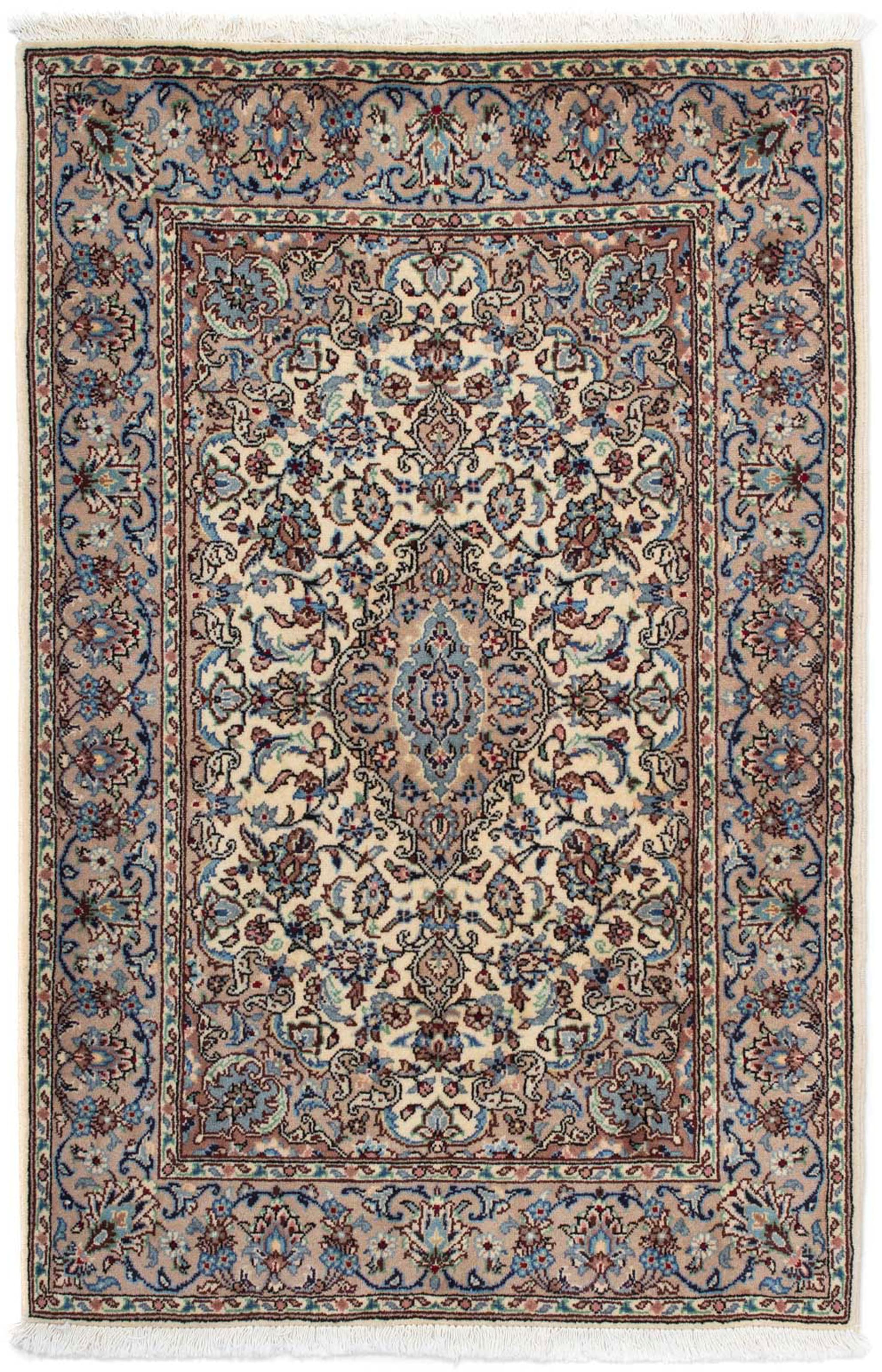 morgenland Orientteppich »Perser - Keshan - 147 x 98 cm - beige«, rechteckig, Wohnzimmer, Handgeknüpft, Einzelstück mit Zertifikat
