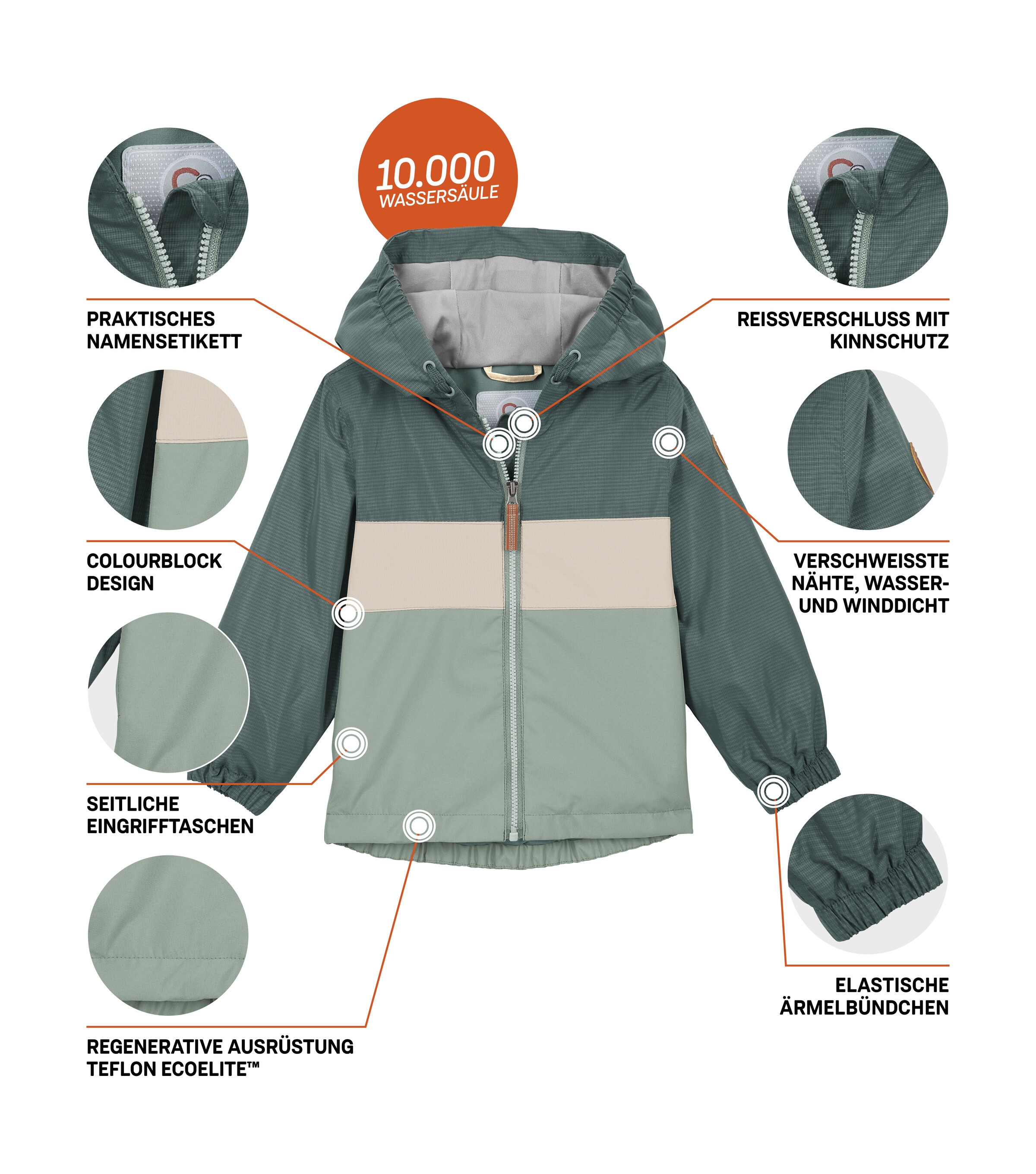 first instinct by killtec Funktionsjacke »FIOS 6 MNS JCKT« Wasser- und winddichte Kinderjacke mit Kinnschutz und Namensetikett