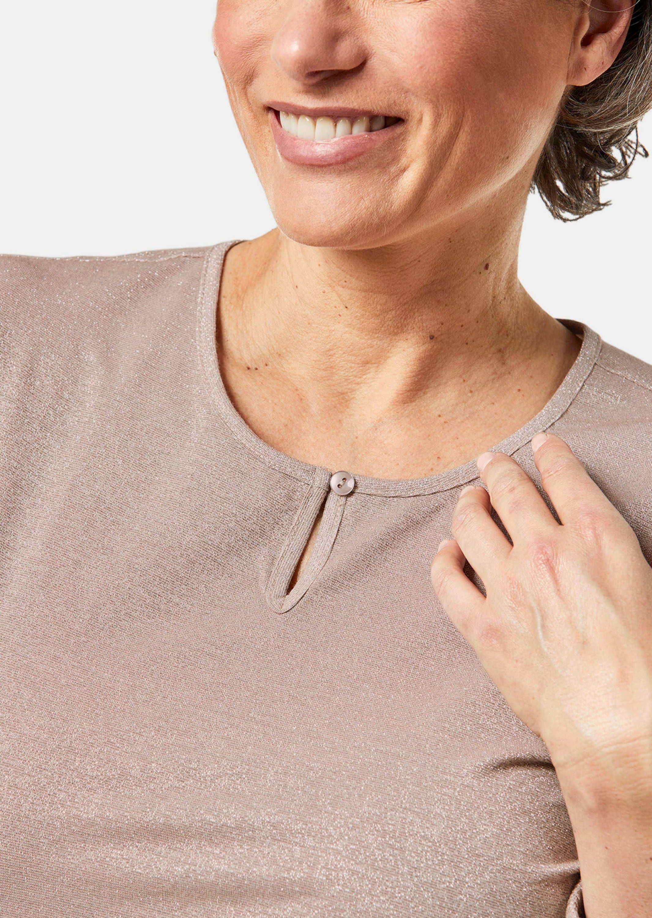 GOLDNER Longpullover »Shirt Kurzgröße - Glanzshirt«