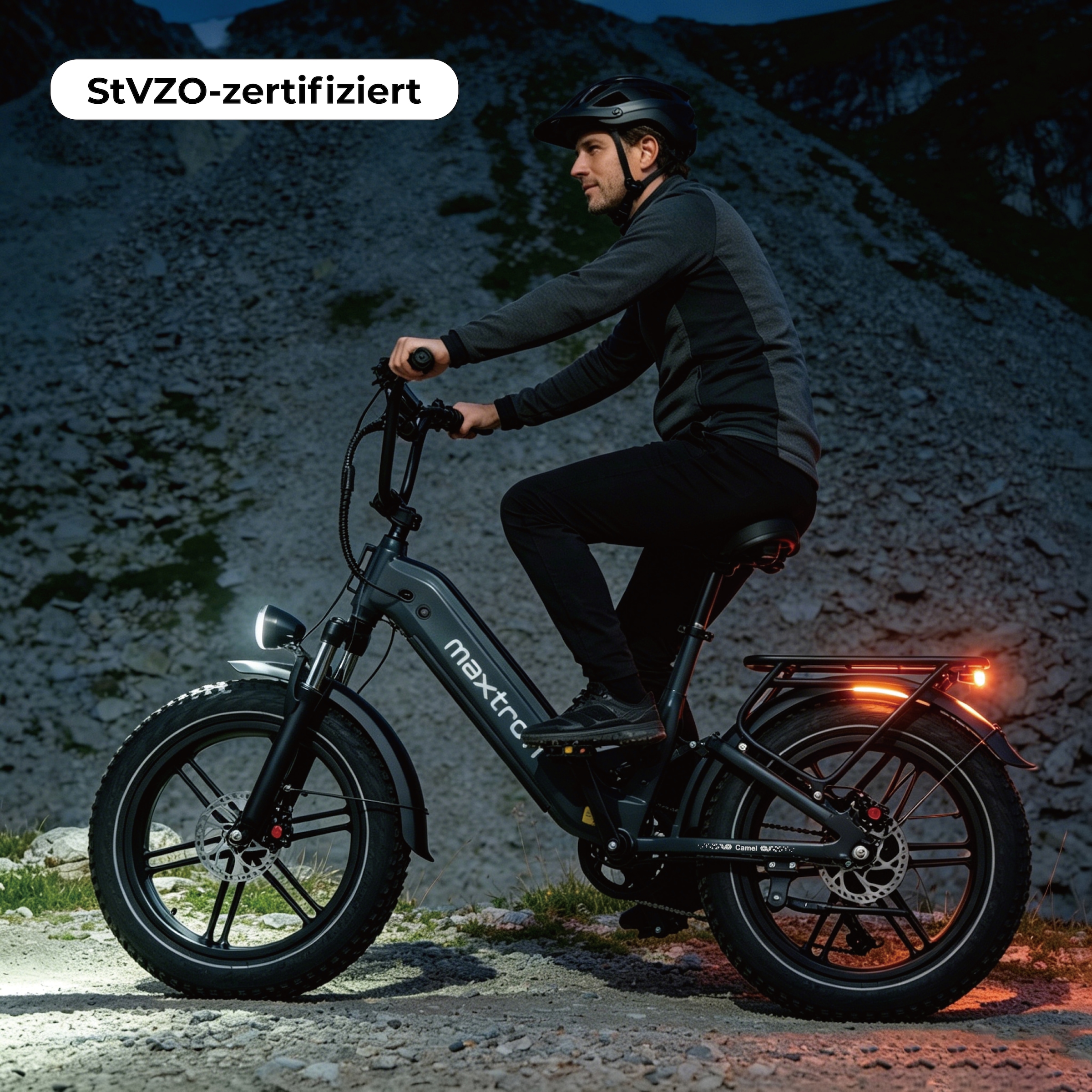 Maxtron »Maxtron Camel E-Bike compactbike« 7 Gang Shimano Kettenschaltung Heckmotor 500 W Packung,  20-Zoll-Fettreifenfahrrad mit Vorder- und Hinterradfederung