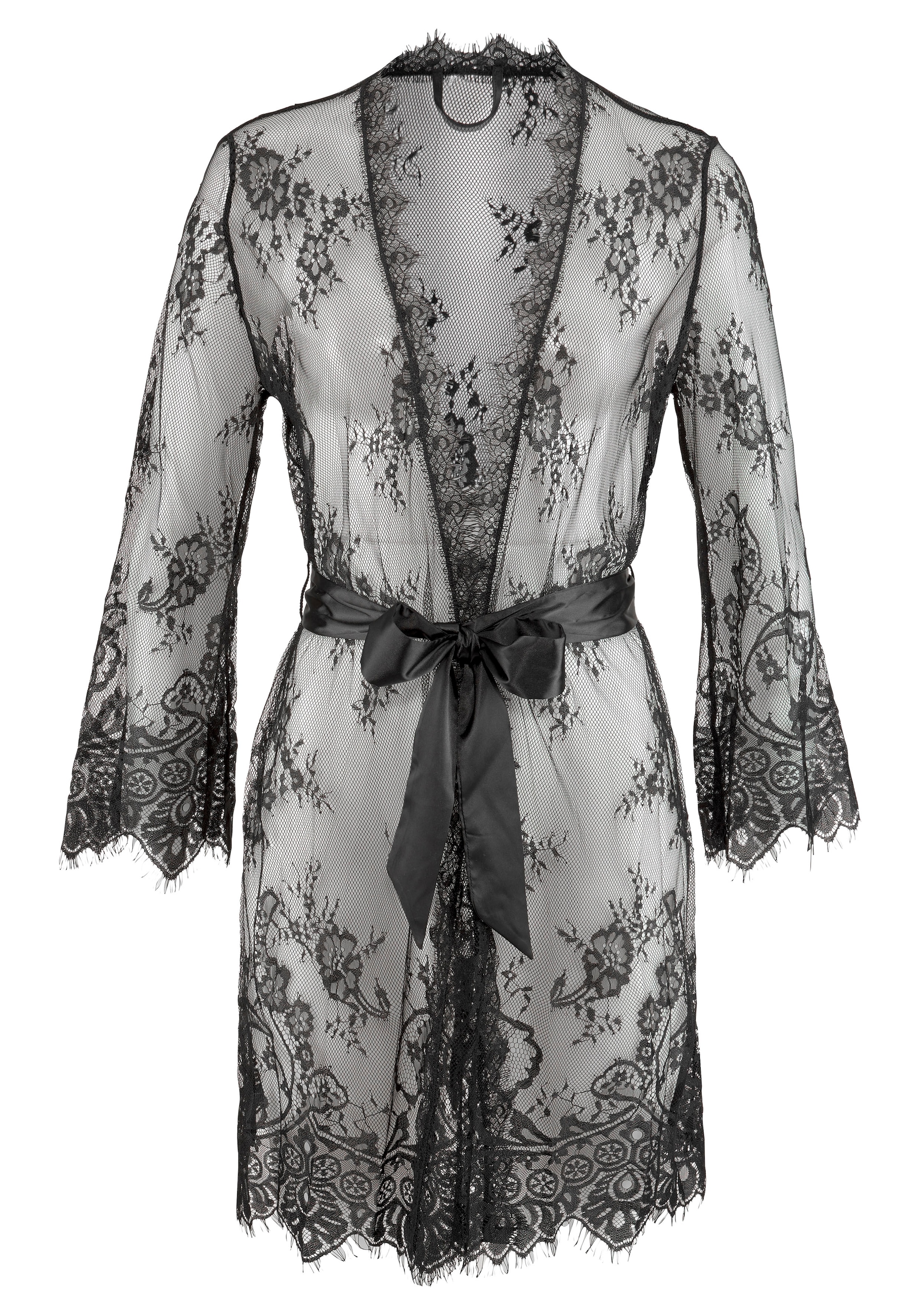 LASCANA Kimono, aus transparenter Eyelashspitze, sexy Dessous bestellen |  BAUR