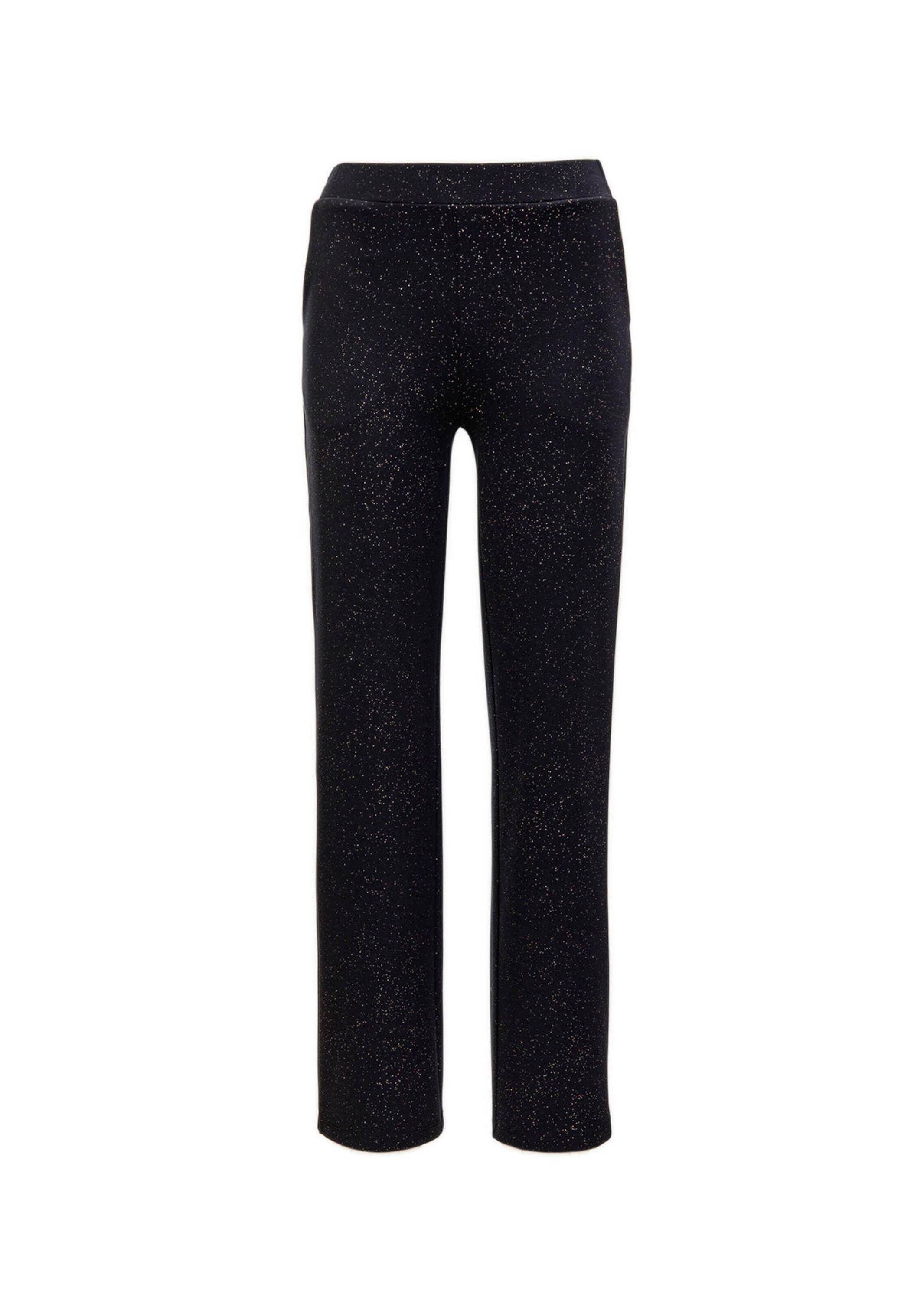 GOLDNER 2-in-1-Hose "Kurzgröße Stretchbequeme Hose mit Glitzer" Außergewöhnlicher Rundum-Glitzerdruck