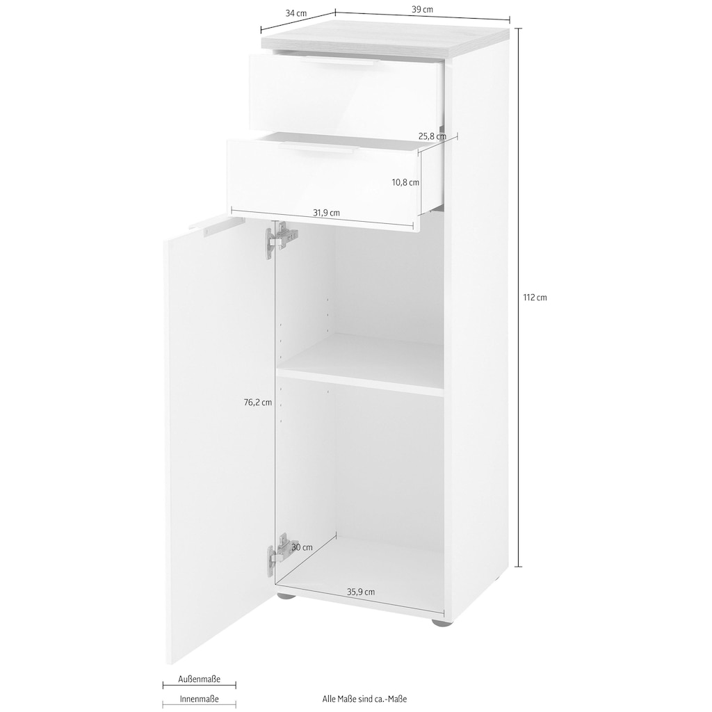 GERMANIA Midischrank »Pescara«, Front mit Glasauflage