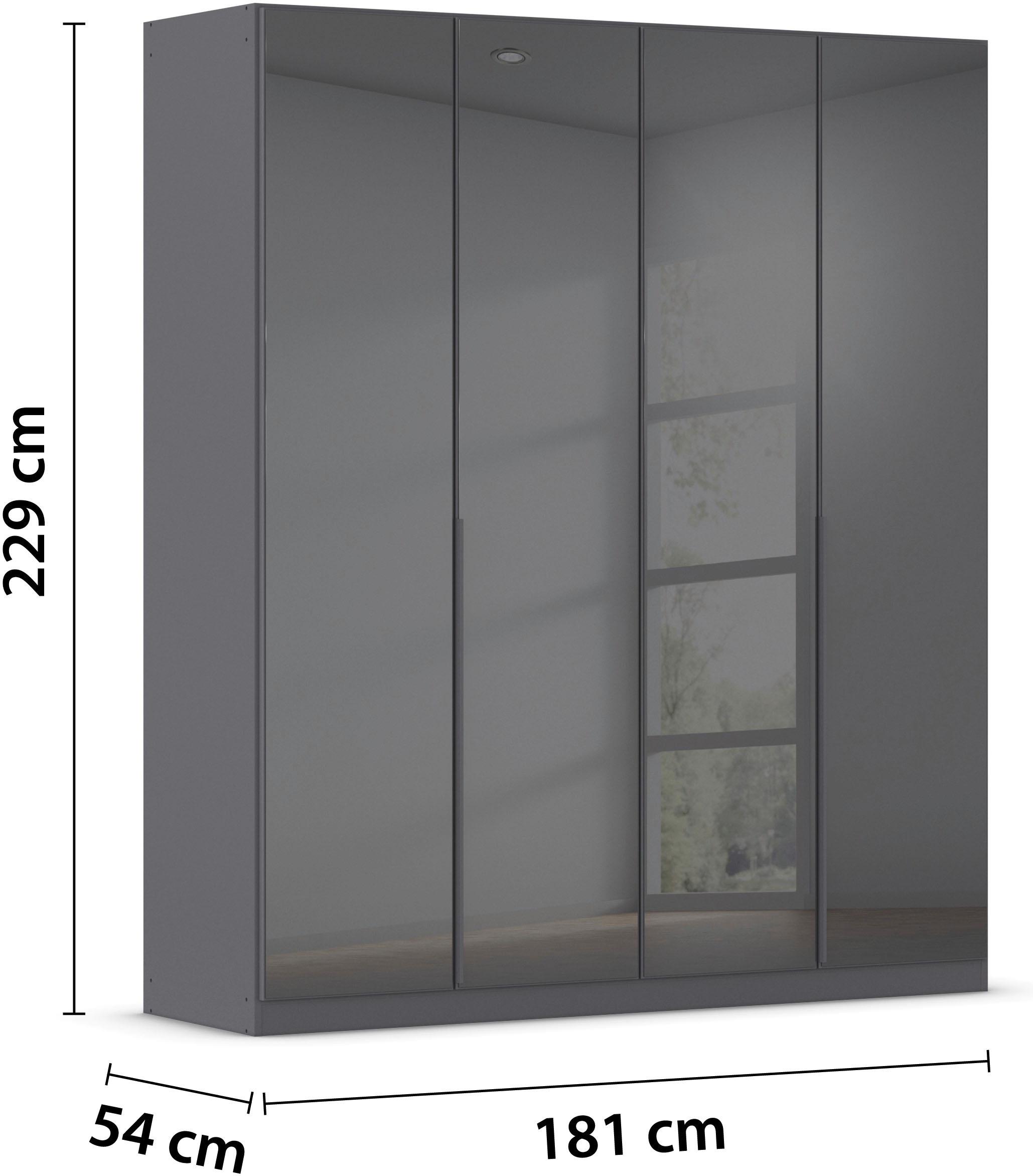 rauch Drehtürenschrank »Kleiderschrank Kleiderschränke Schrank Garderobe AGORDO mit Glasfront«, (in zwei Griff-Farben), durchdachte Innenausstattung, in 6 Breiten und 2 Höhen MADE IN GERMANY