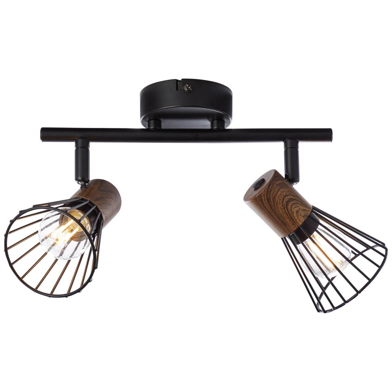 Brilliant Deckenstrahler »Manama«, 2 flammig, Leuchtmittel E14 | ohne Leuchtmittel, Spotrohr 2flg holz dunkel/schwarz matt