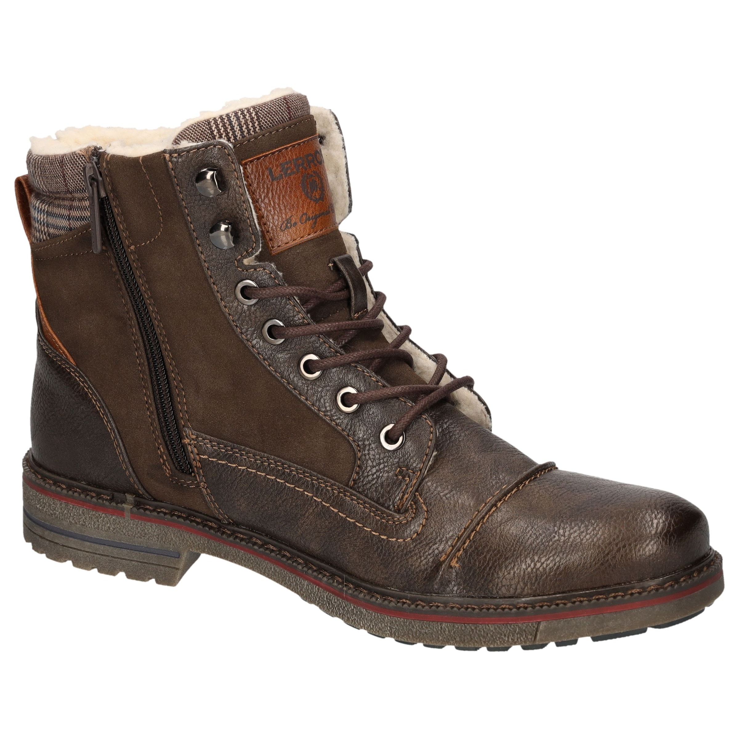 LERROS Winterboots  Workerboots, Schnürboots mit gepolstertem Karo-Schaftrand