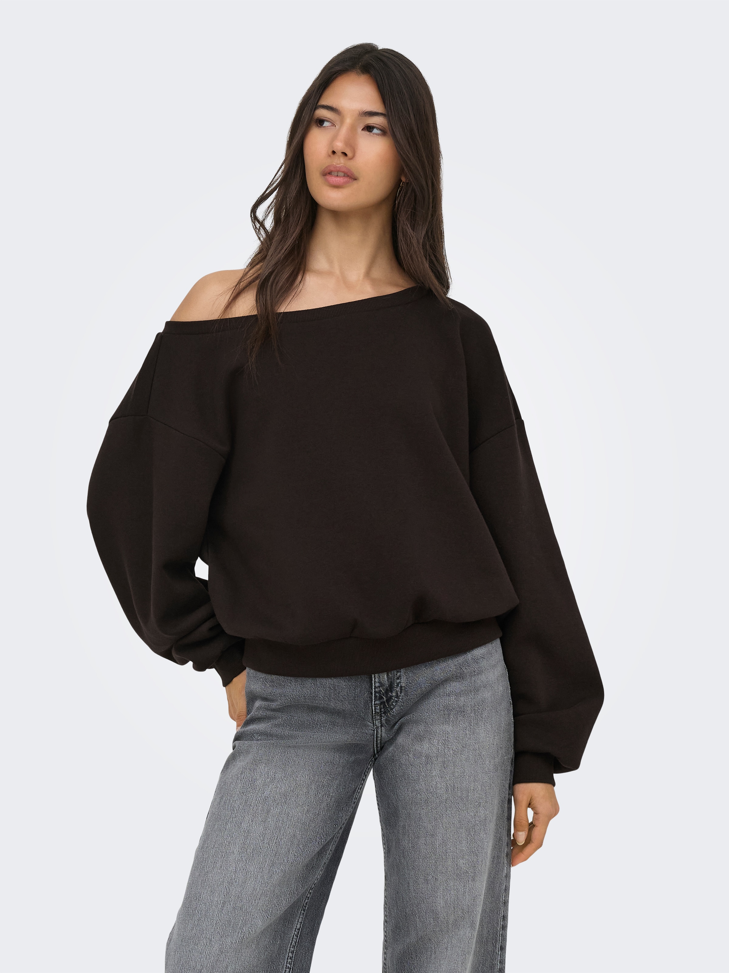 ONLY Sweatshirt »ONLRHINA L/S ONE SHOULDER NOOS SWT«, Baumwollmischung, oversize
