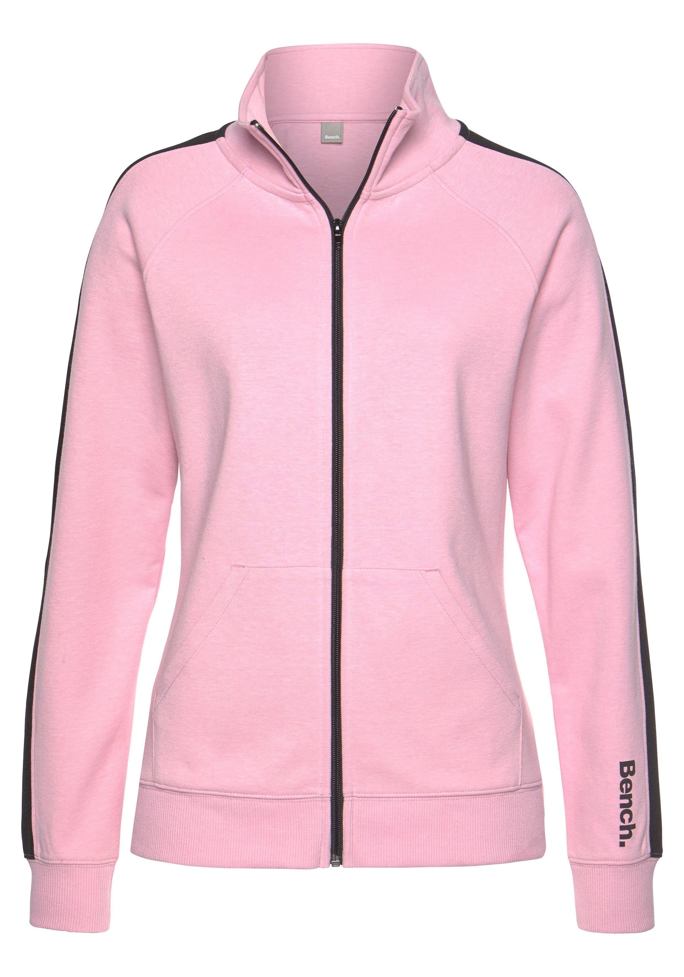 Bench. Loungewear Sweatjacke, mit Seitenstreifen und Stehkragen, Loungewear