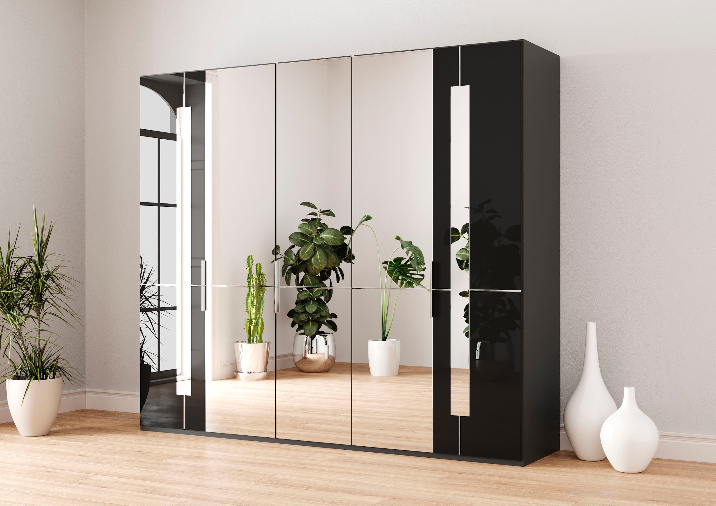 Musterring Kleiderschrank "Imola W" inkl. Einlegeböden und Kleiderstangen, mit Glas- und Spiegeltüren