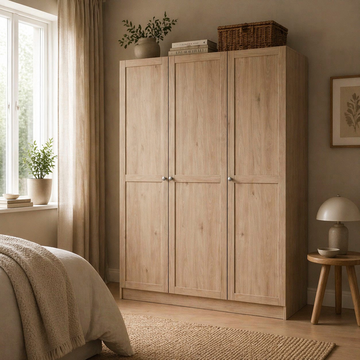 Home affaire Kleiderschrank »Billund, skandinavischen Design & viel Stauraum, 2 Breiten 145/195 cm« Viel Stauraum mit Böden & Kleiderstange, praktische Aufteilung