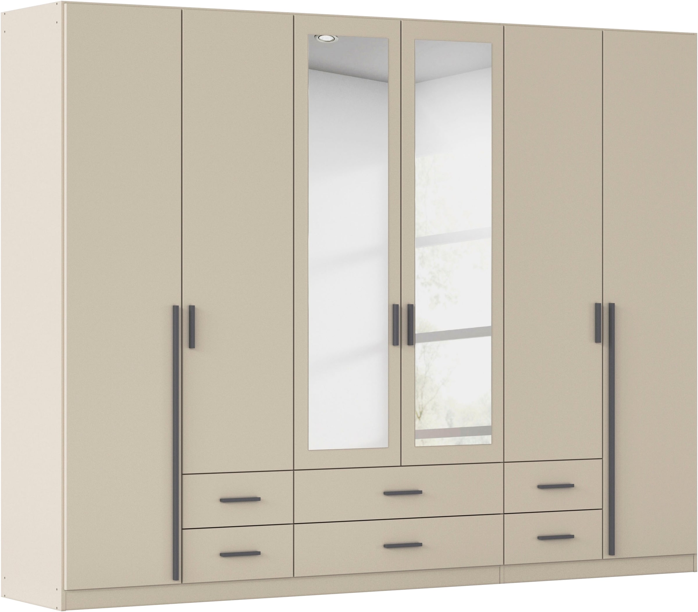 rauch Kleiderschrank "Schrank Garderobe Ankleide GAMMA Breiten 91/136/181/226/271/315/360 cm" in 3 Ausstattungen BASIC/CLASSIC/PREMIUM (inkl. SOFT-CLOSE-Funktion), verschiedene Griff-Varianten, mit Spiegel TOPSELLER MADE IN GERMANY