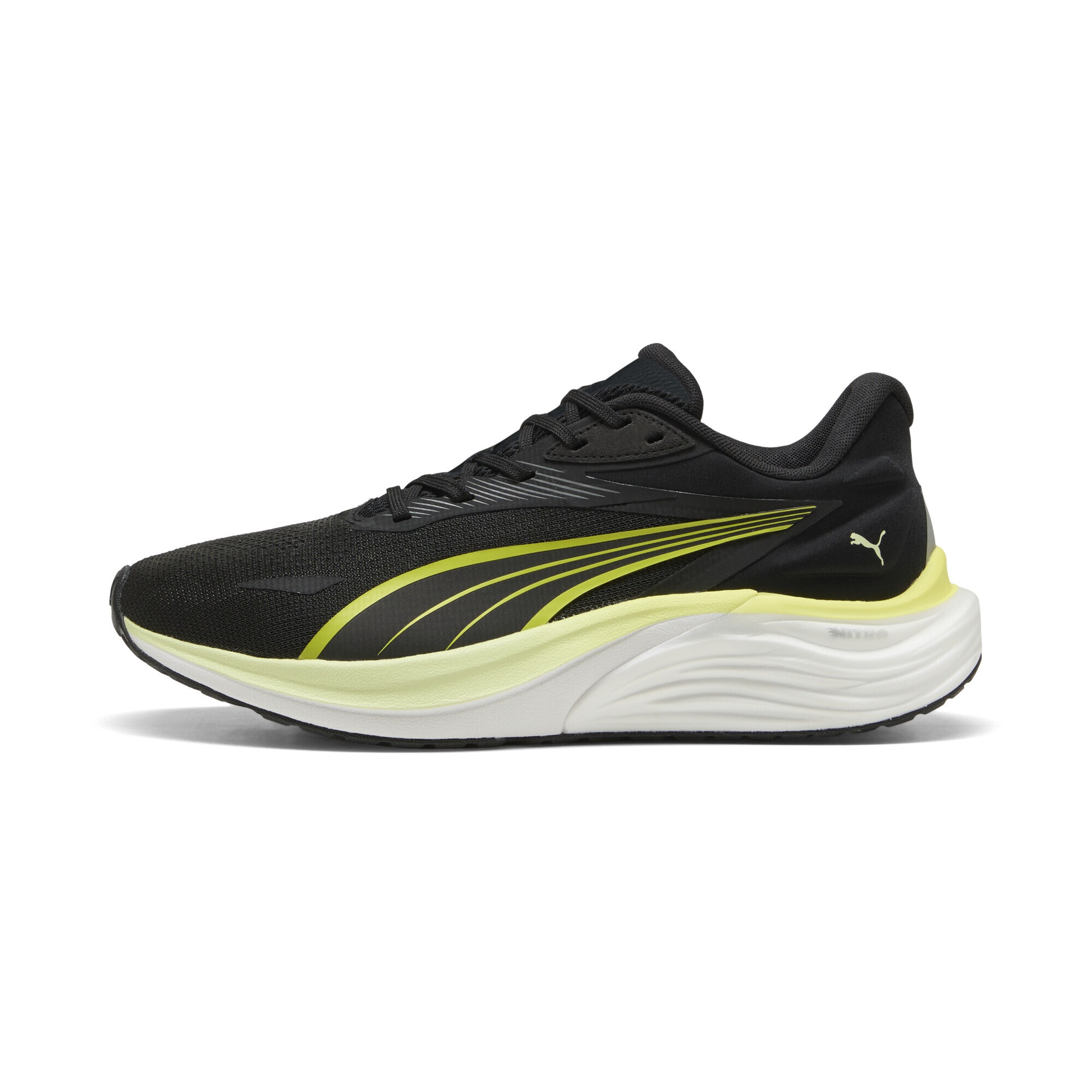 Laufschuh PUMA "ELECTRIFY NITRO 4", Herren, Gr. 41, puma schwarz, apple spritz, lux lime, Synthetik, Schuhe Laufschuh, mit atmungsaktivem Mesh-Obermaterial, mit herausnehmbarer Innensohle 3