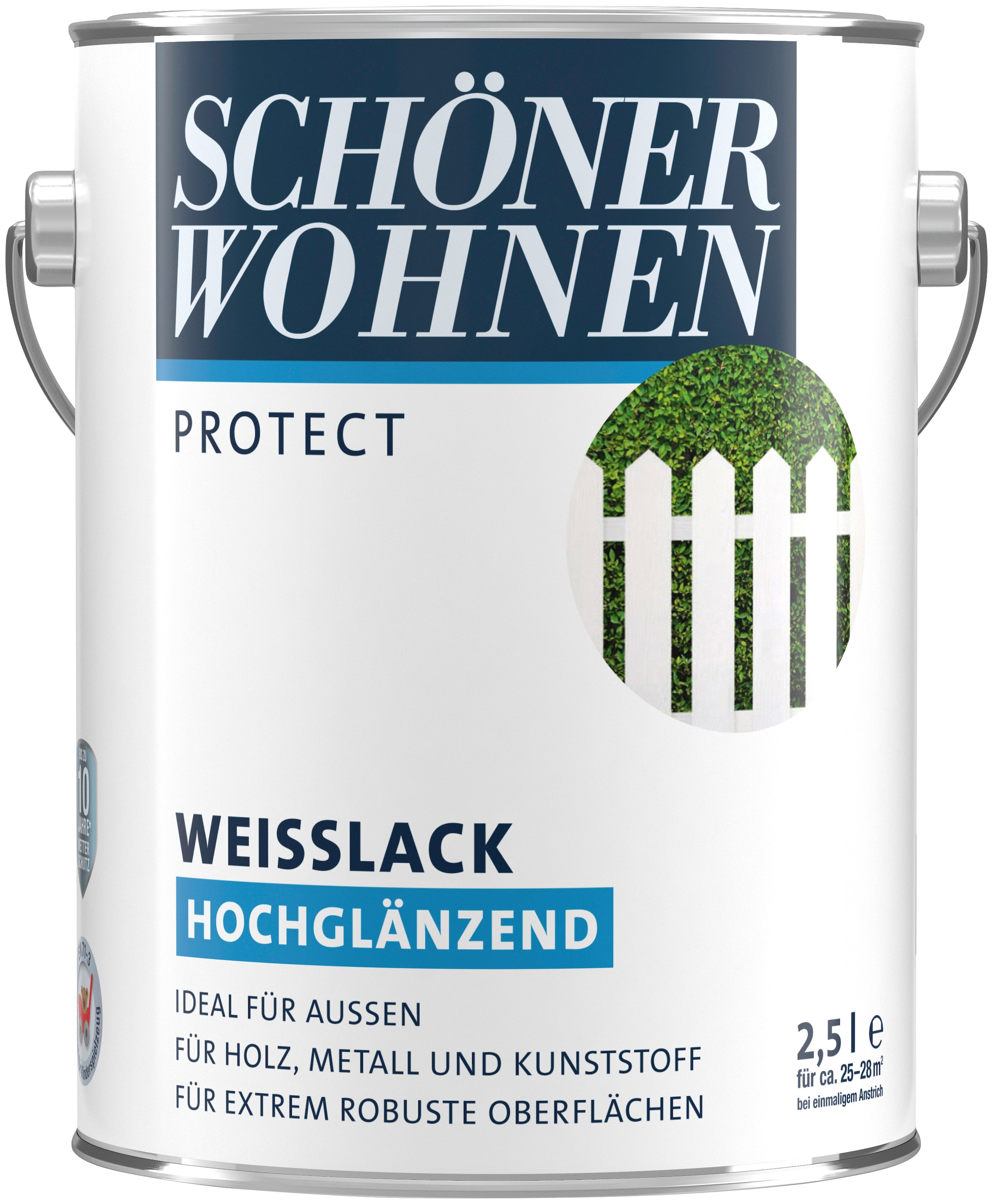 SCHÖNER WOHNEN FARBE Weißlack »Protect«, 2,5 Liter, weiß, ideal für außen, hochglänzend