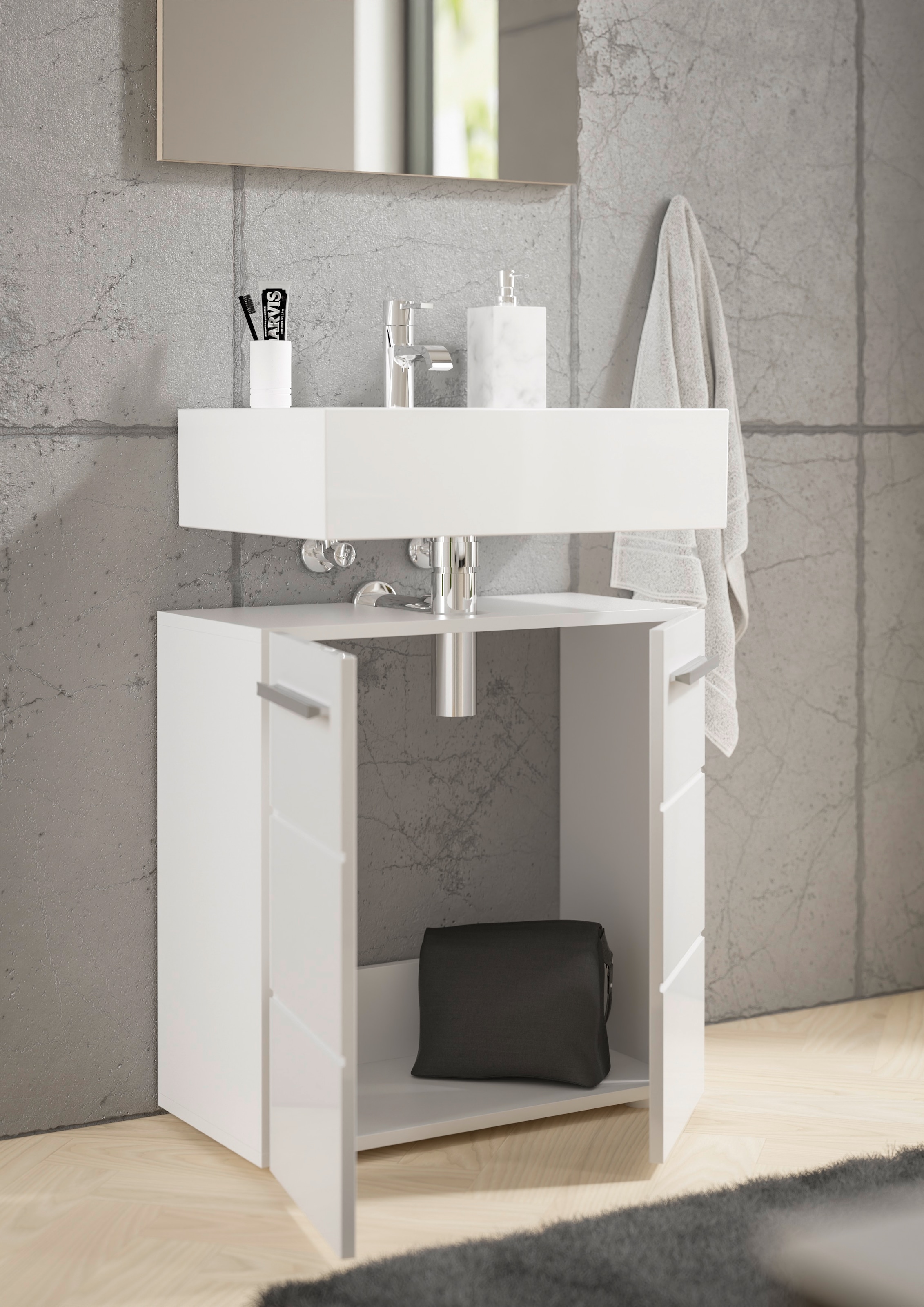 BASIC by Balculina Waschbeckenunterschrank »Mandi« 1 Stk. tlg. Breite 60cm, hochglanz Front