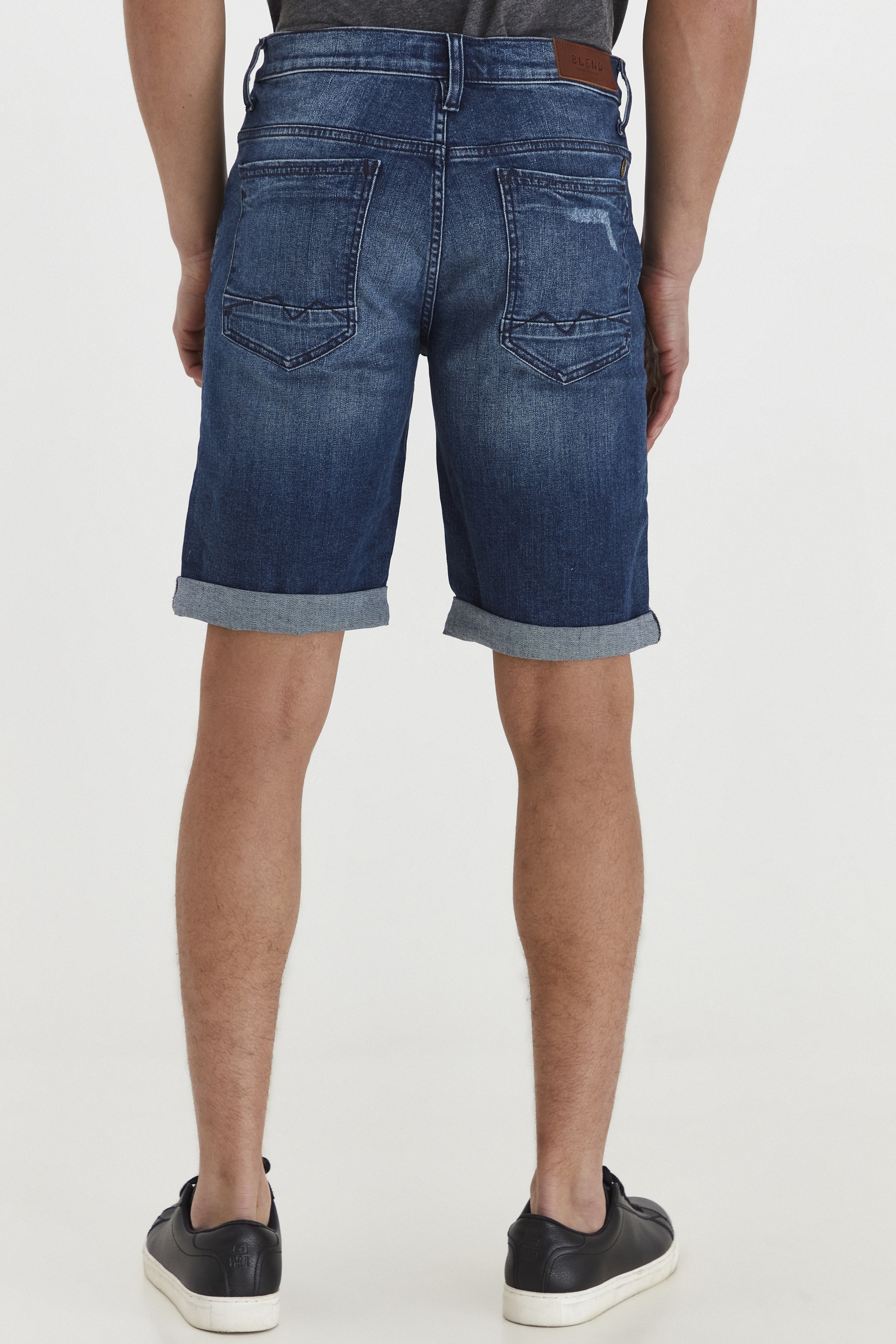 Jeansshorts BLEND "Jeansshorts BHDeniz", Herren, Gr. XL, N-Gr, blau (denim dunkelblau), Web, Obermaterial: 98% Baumwolle CO. 2% Elasthan EL., unifarben, regular fit kurz, Jeans Jeansshorts 6