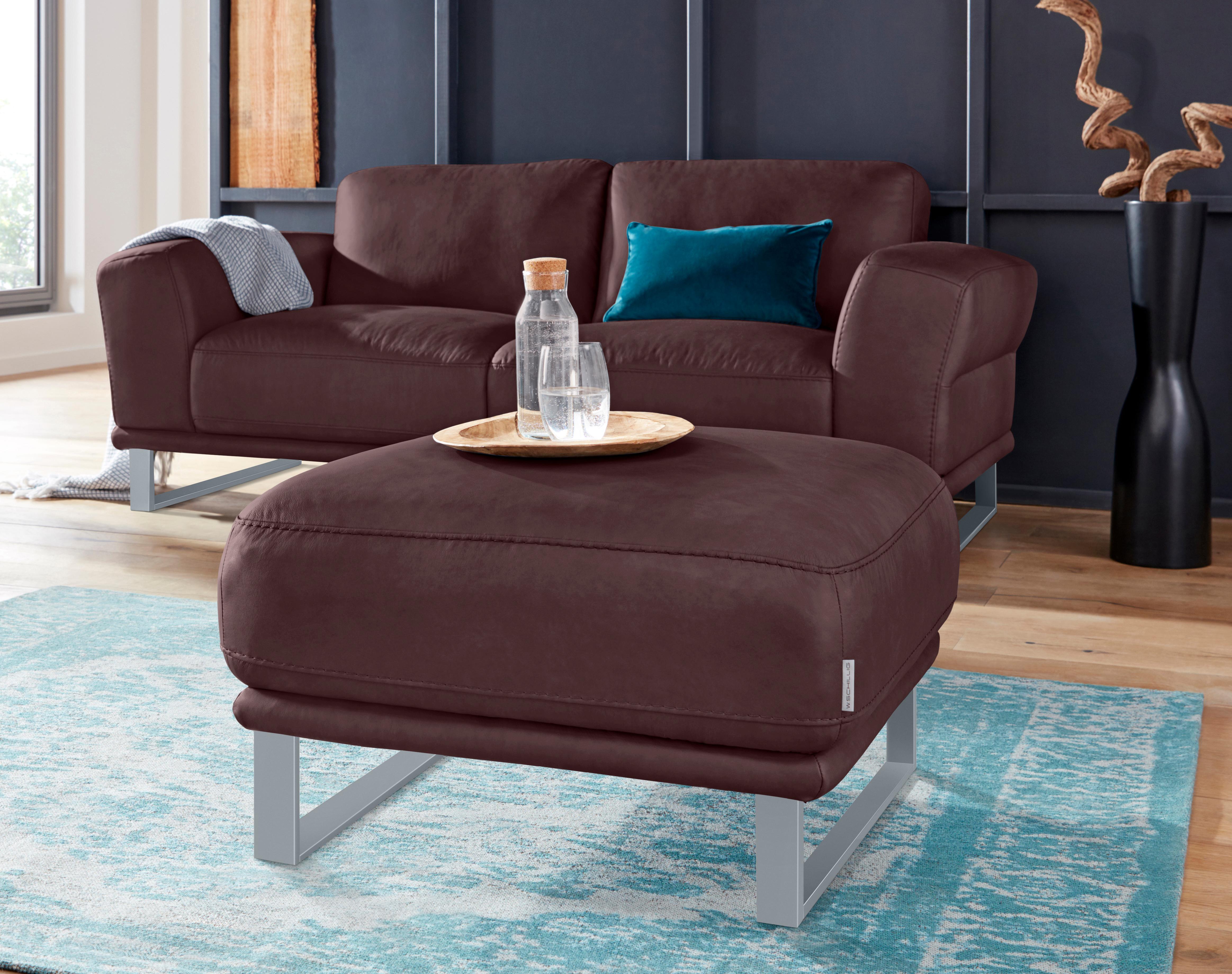 W.SCHILLIG Hocker "montanaa" mit Metallkufen in Silber matt, Breite 71 cm