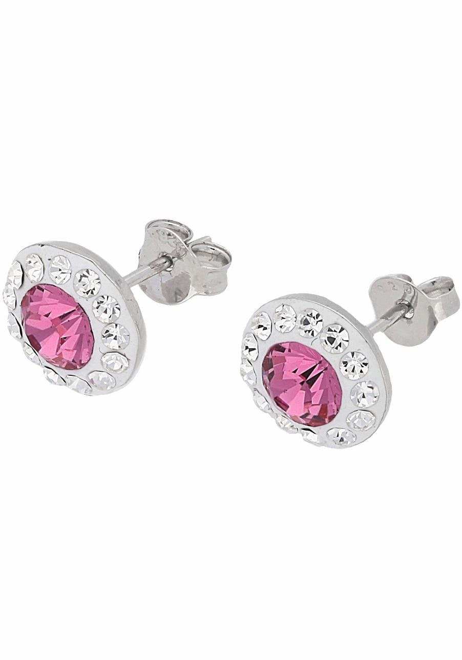 Firetti Paar Ohrstecker »Schmuck Geschenk Silber 925 Ohrschmuck pink & weiß«, mit Kristallstein