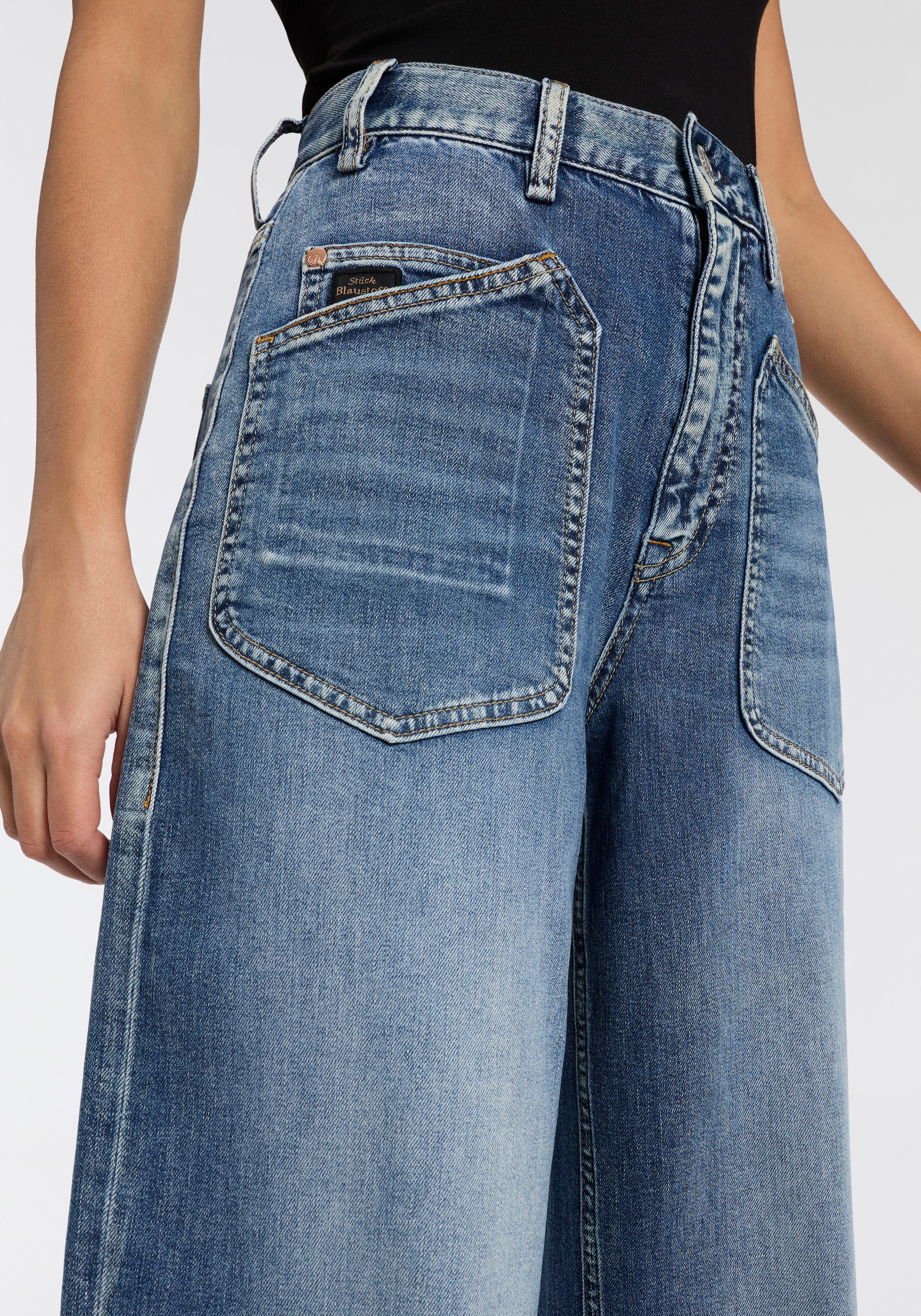 Herrlicher Loose-fit-Jeans »Meryll Organic Denim Stretch« in Cropped-Länge, Barrel Fit, Mid Waist