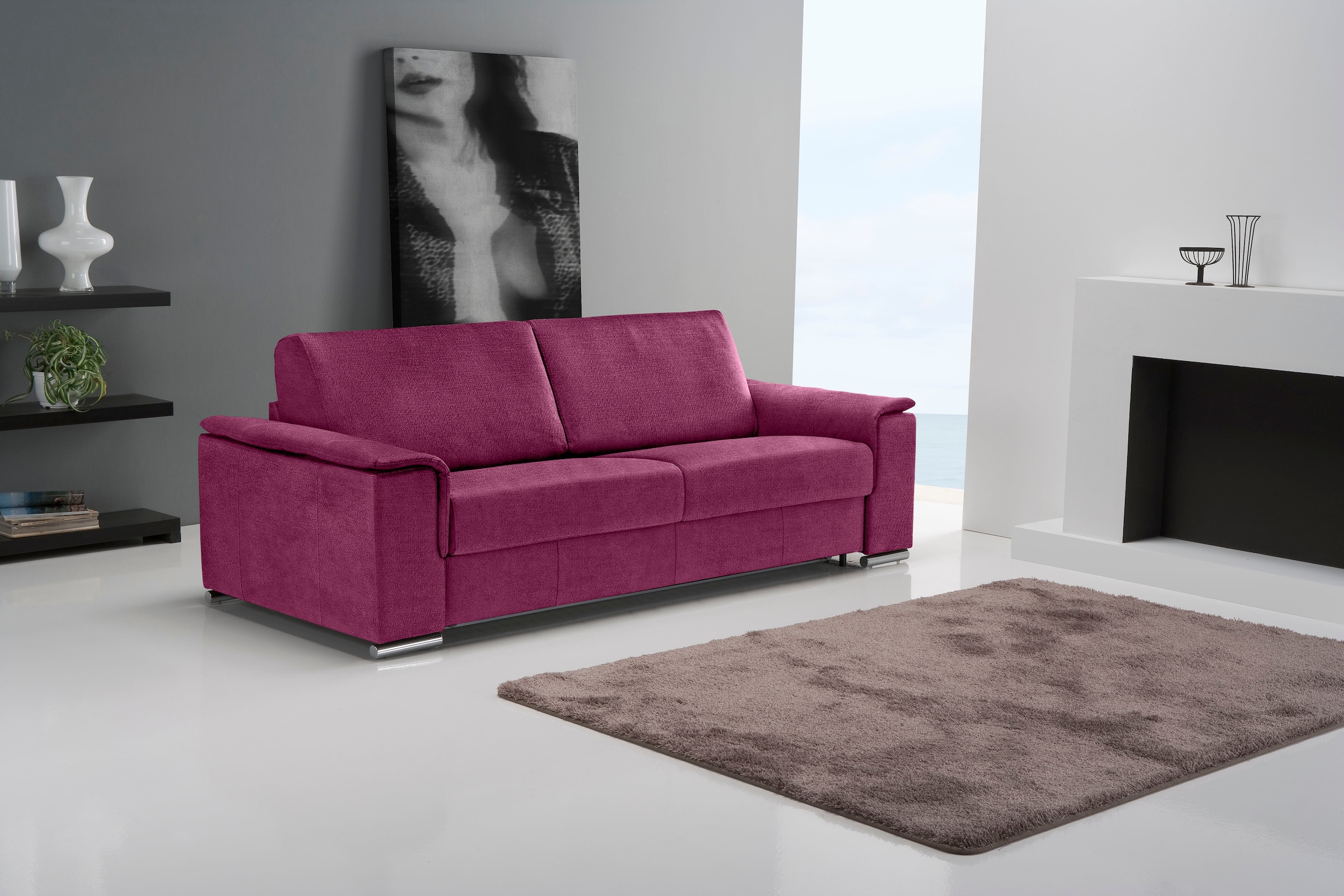 Egoitaliano 2,5-Sitzer »Cecilia, modern und elegant mit erstklassigem Sitzkomfort«, mit verchromten Metallfüßen