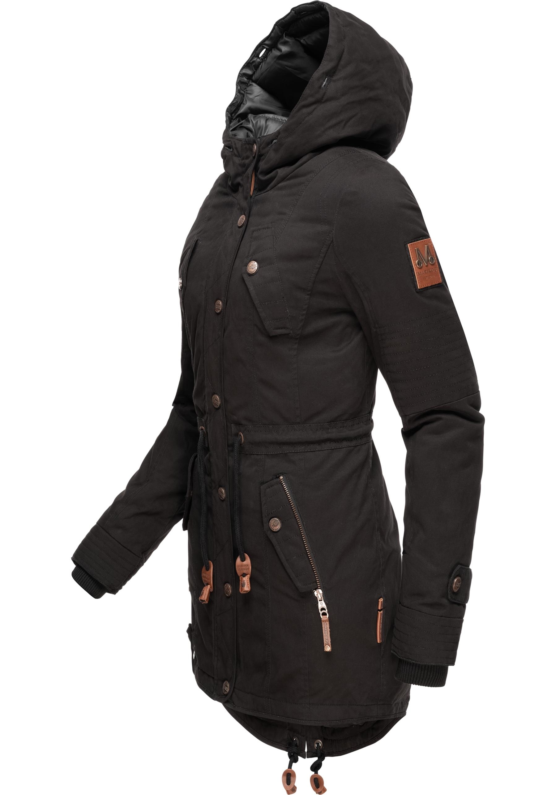 Marikoo Wintermantel »La Viva Prc«, stylischer Winterparka mit abnehmbarem Kunstfell