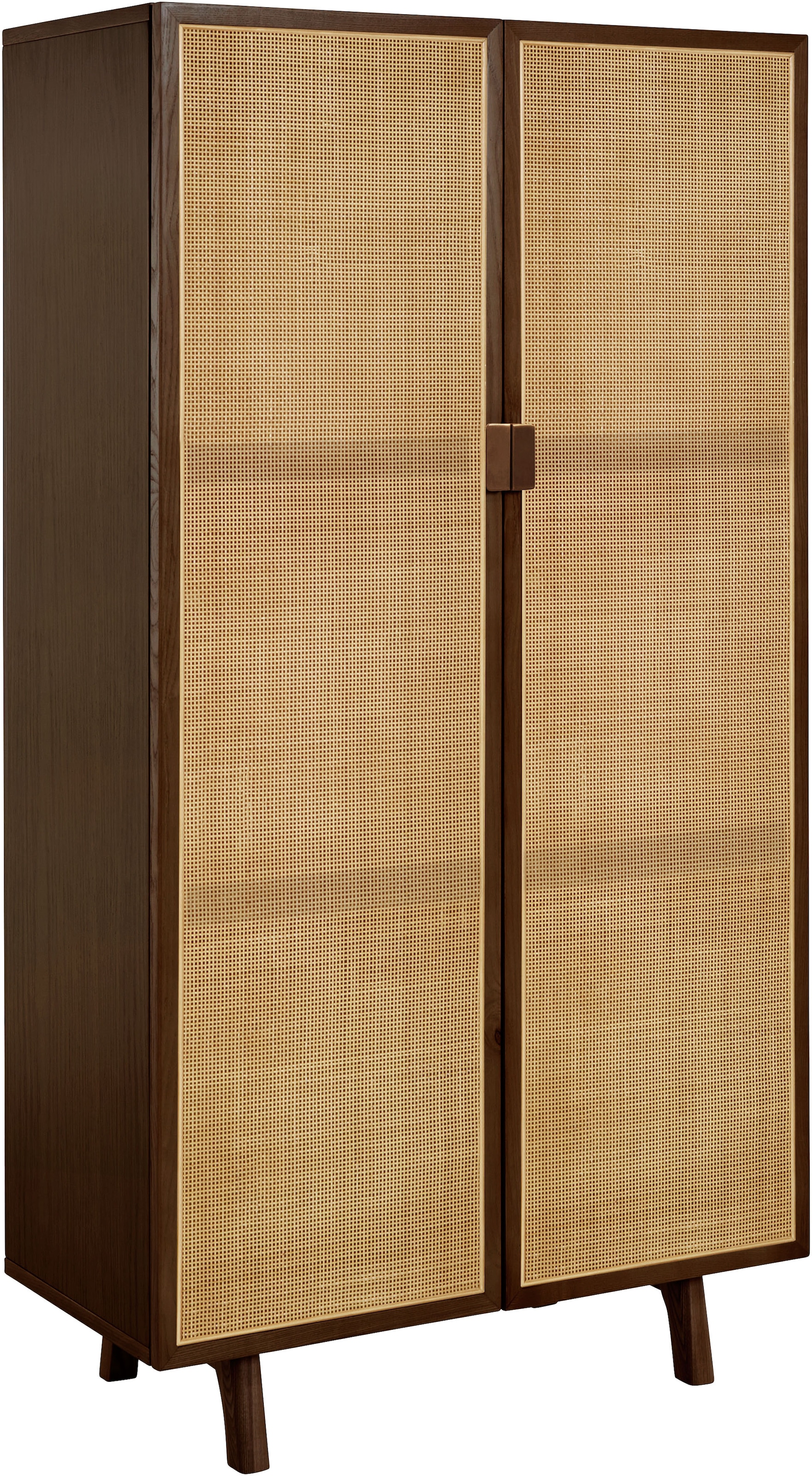 LeGer Home by Lena Gercke Highboard "Lina" Mit Rattan Einsatz, 3 Innenfächer, teilmassiv