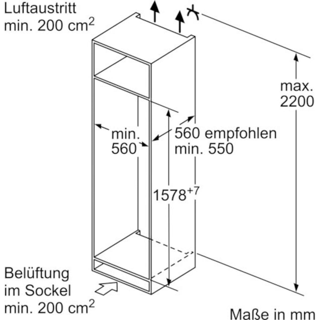 NEFF Einbaukühlgefrierkombination »KI5772FF0«, KI5772FF0, 157,8 cm hoch, 54,1 cm breit