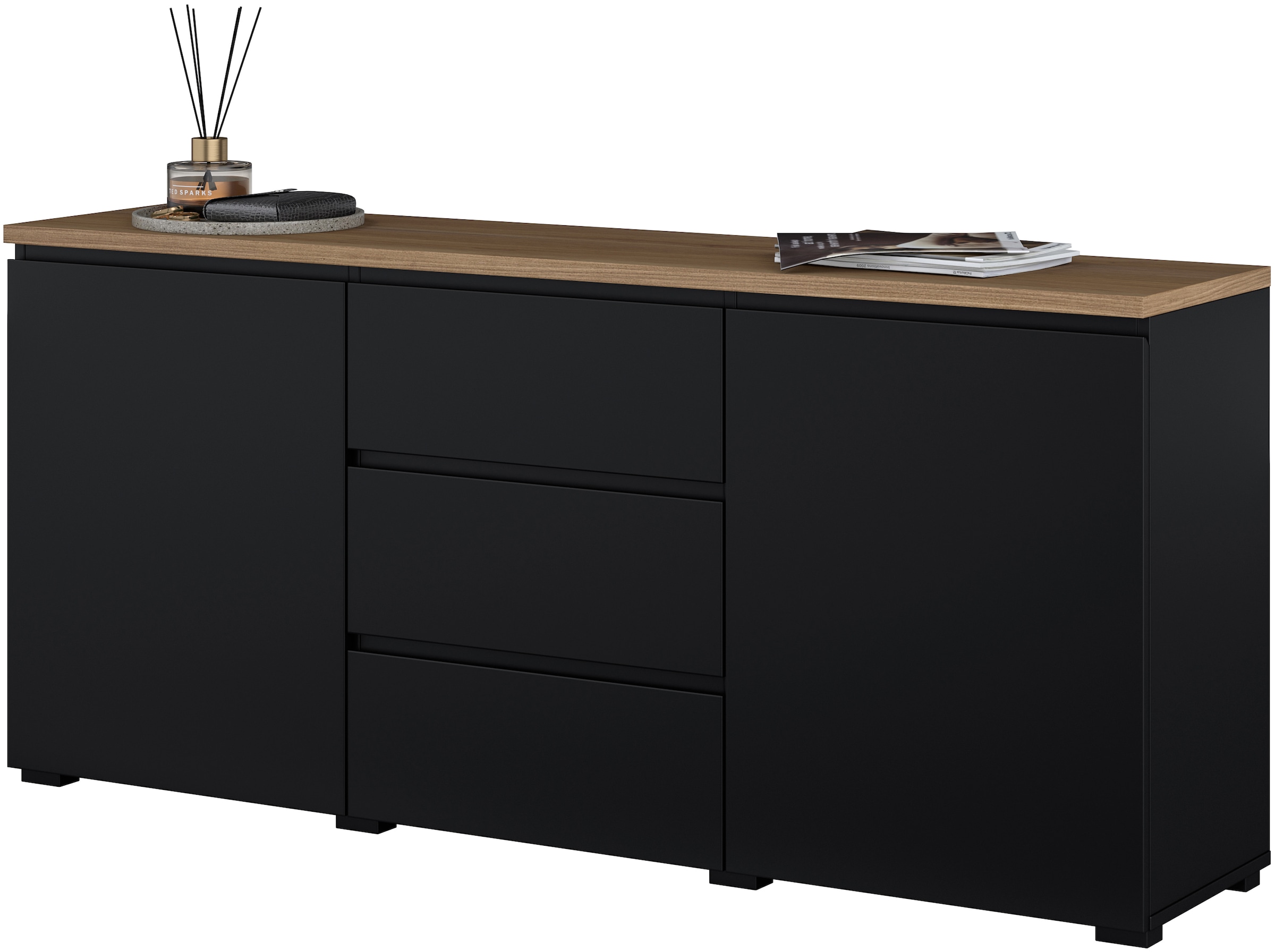 OTTO home Sideboard »Modo, Breite 150 cm, moderne grifflose Kommode 2Türen/3 SK« Schubladenkommode mit viel Stauraum, Einlegeböden verstellbar